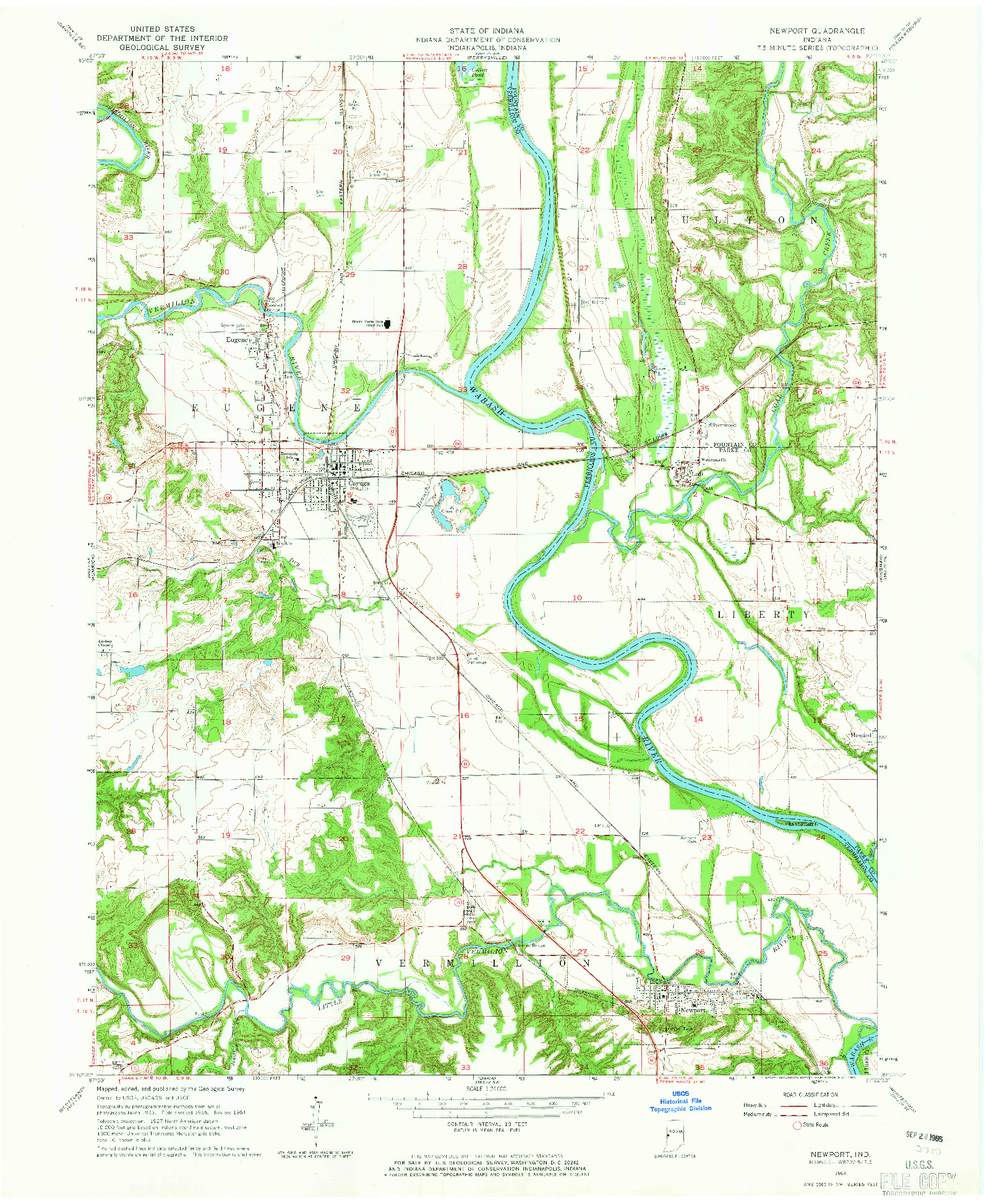 USGS 1:24000-SCALE QUADRANGLE FOR NEWPORT, IN 1964