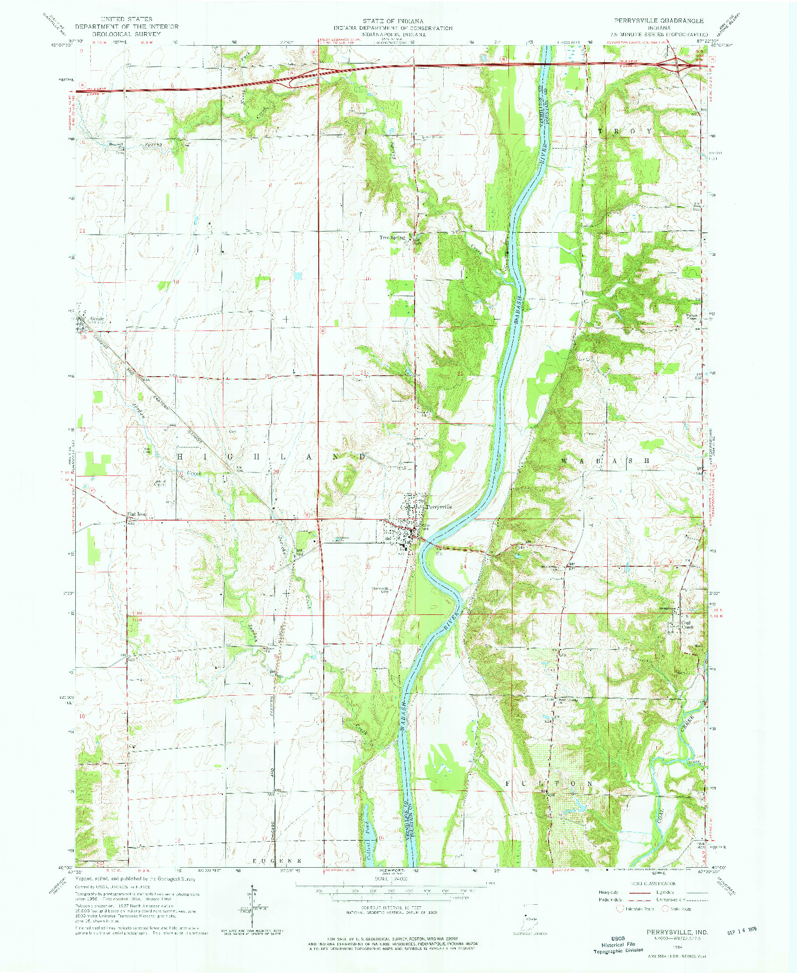 USGS 1:24000-SCALE QUADRANGLE FOR PERRYSVILLE, IN 1964