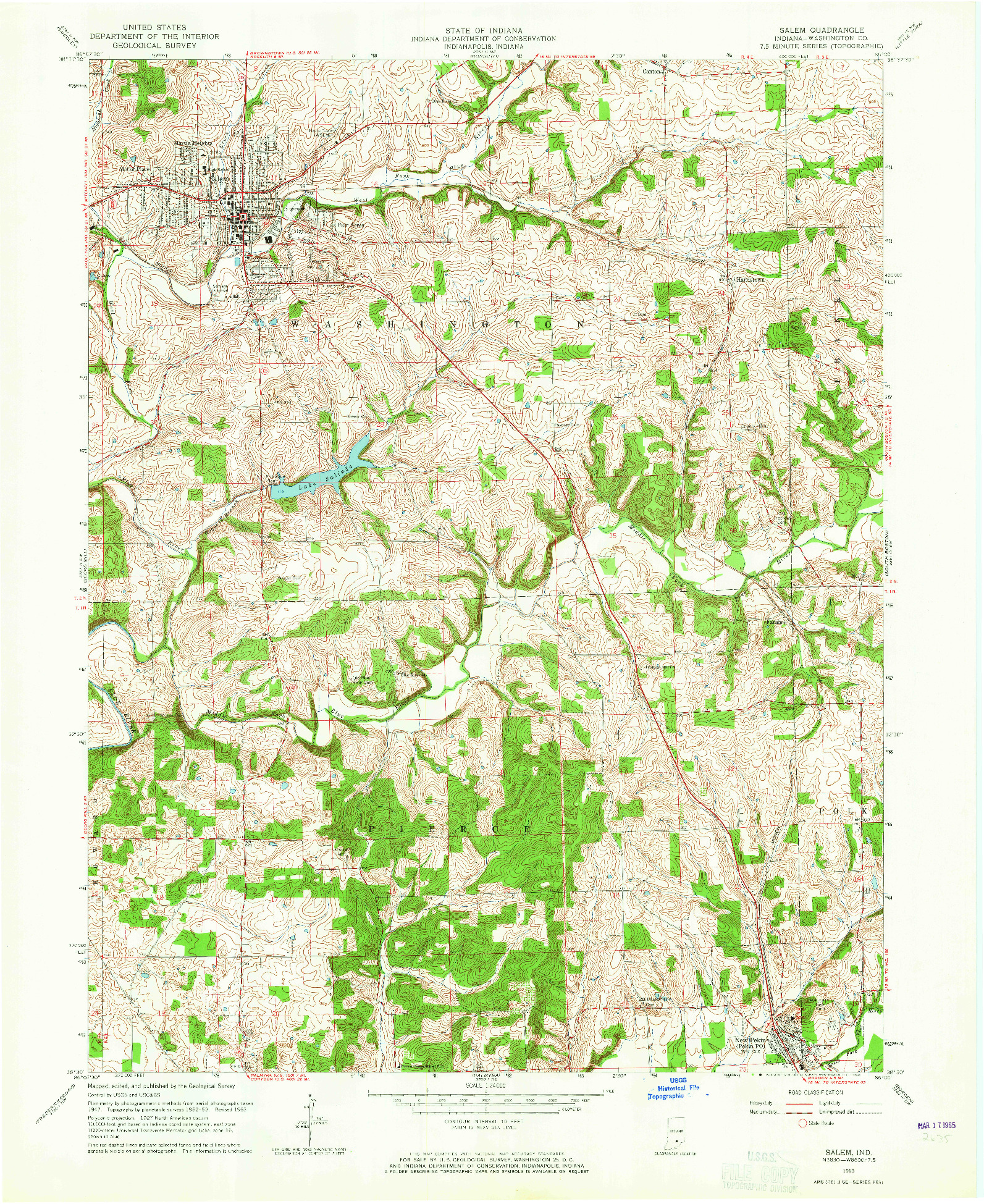 USGS 1:24000-SCALE QUADRANGLE FOR SALEM, IN 1963