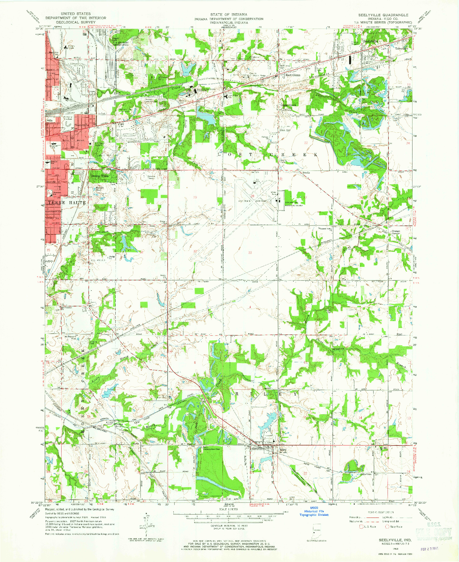 USGS 1:24000-SCALE QUADRANGLE FOR SEELYVILLE, IN 1963