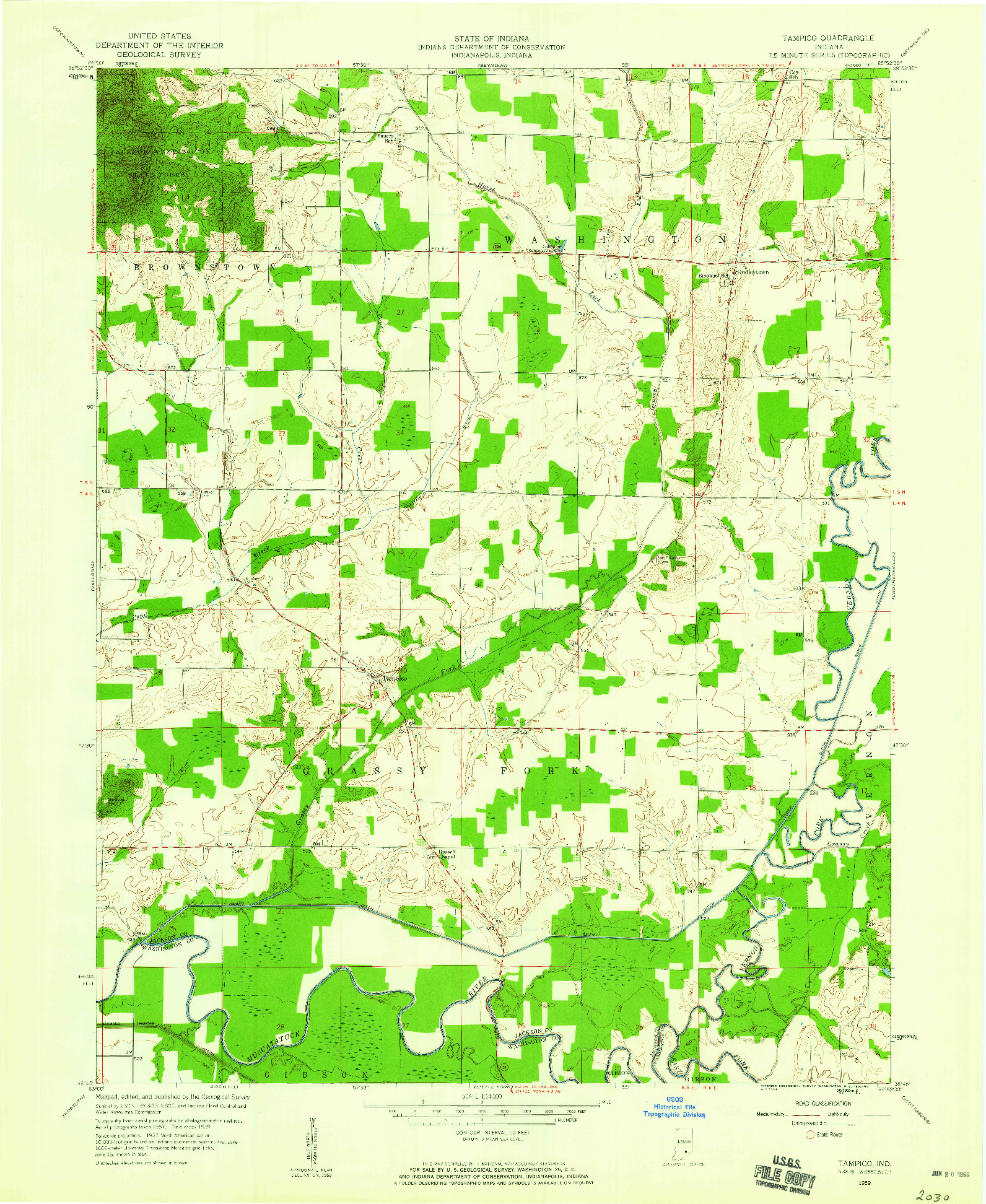 USGS 1:24000-SCALE QUADRANGLE FOR TAMPICO, IN 1959