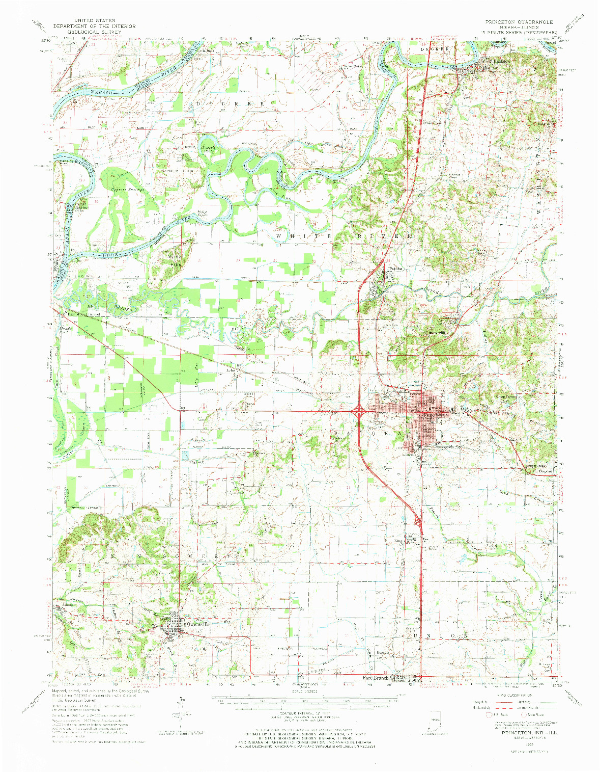 USGS 1:62500-SCALE QUADRANGLE FOR PRINCETON, IN 1959
