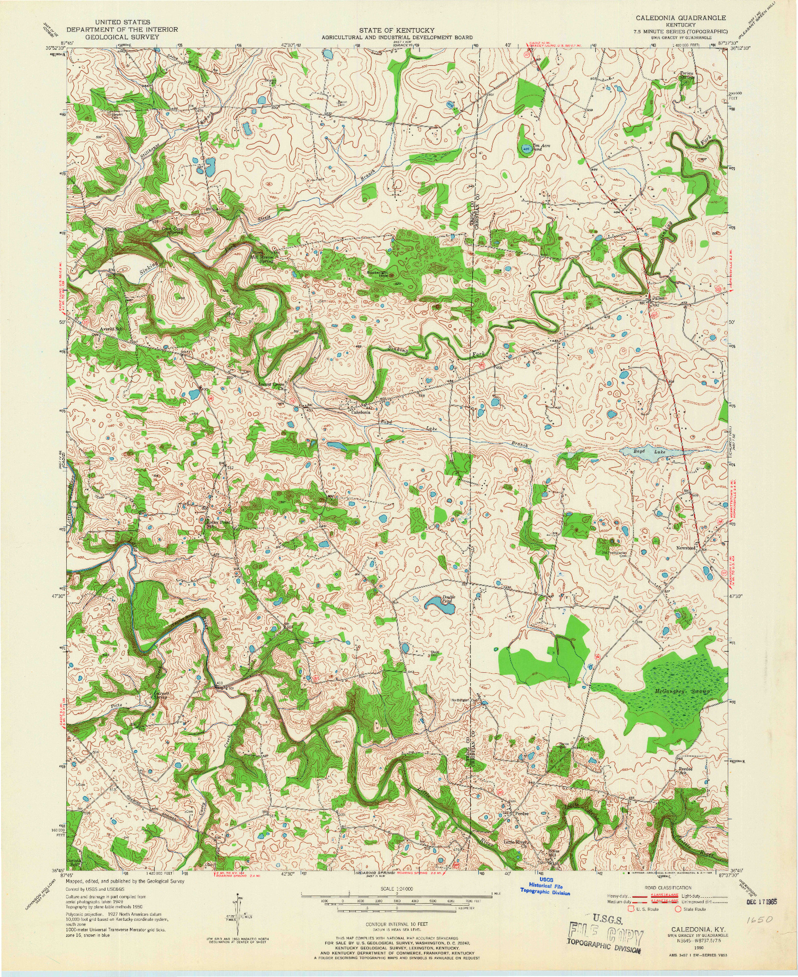 USGS 1:24000-SCALE QUADRANGLE FOR CALEDONIA, KY 1950