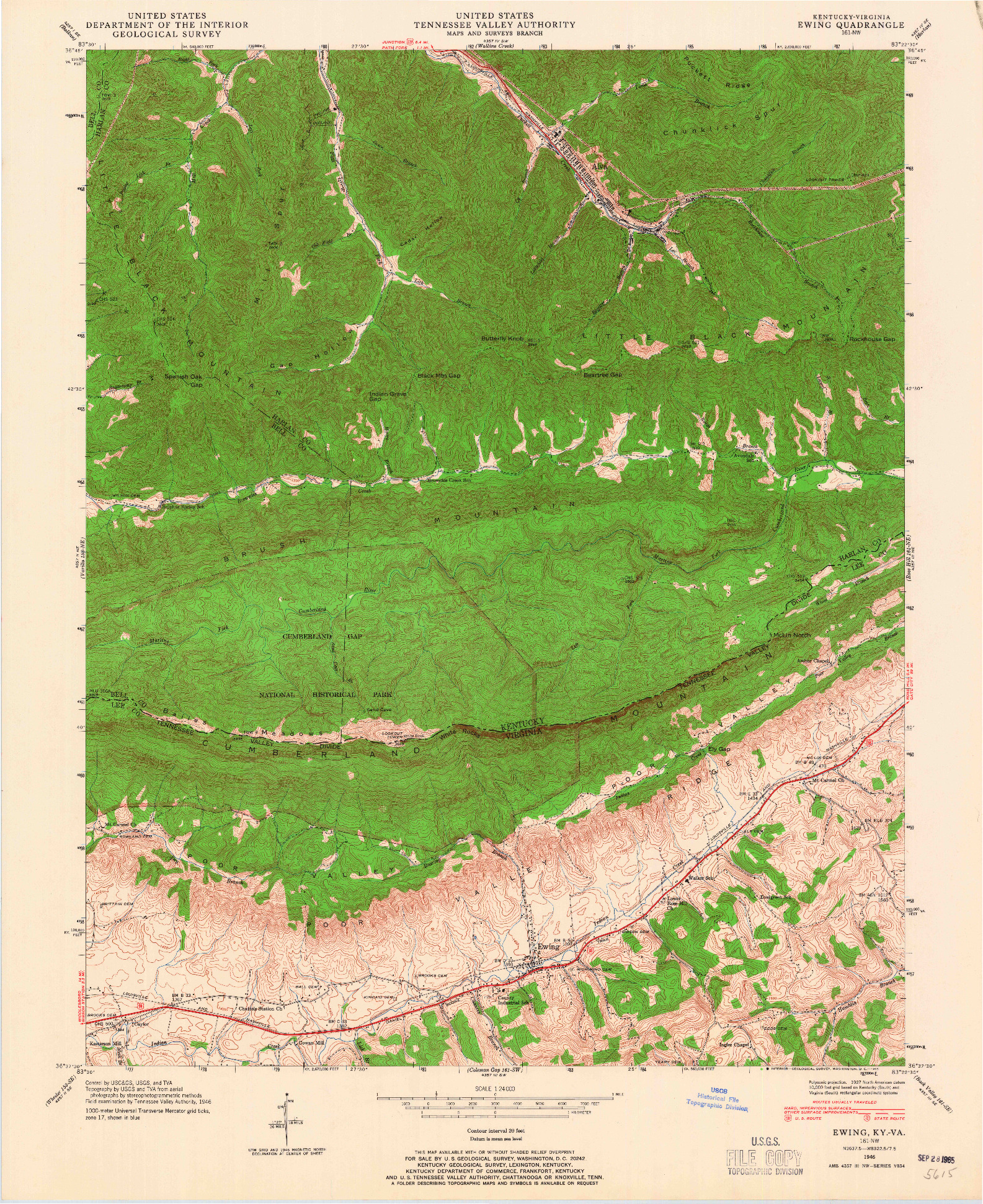 USGS 1:24000-SCALE QUADRANGLE FOR EWING, KY 1946