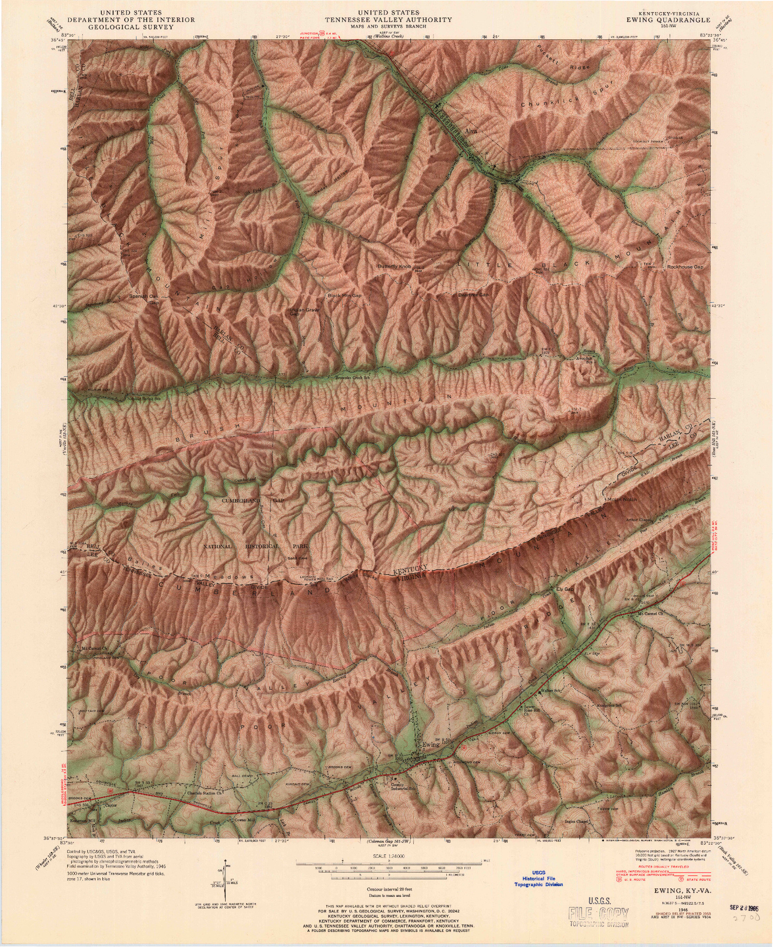 USGS 1:24000-SCALE QUADRANGLE FOR EWING, KY 1946