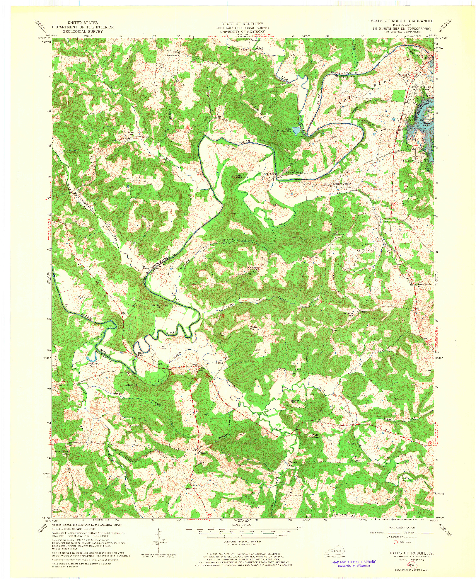 USGS 1:24000-SCALE QUADRANGLE FOR FALLS OF ROUGH, KY 1963