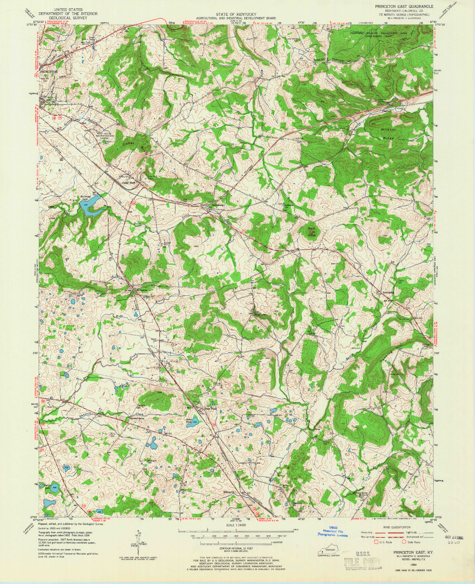 USGS 1:24000-SCALE QUADRANGLE FOR PRINCETON EAST, KY 1954