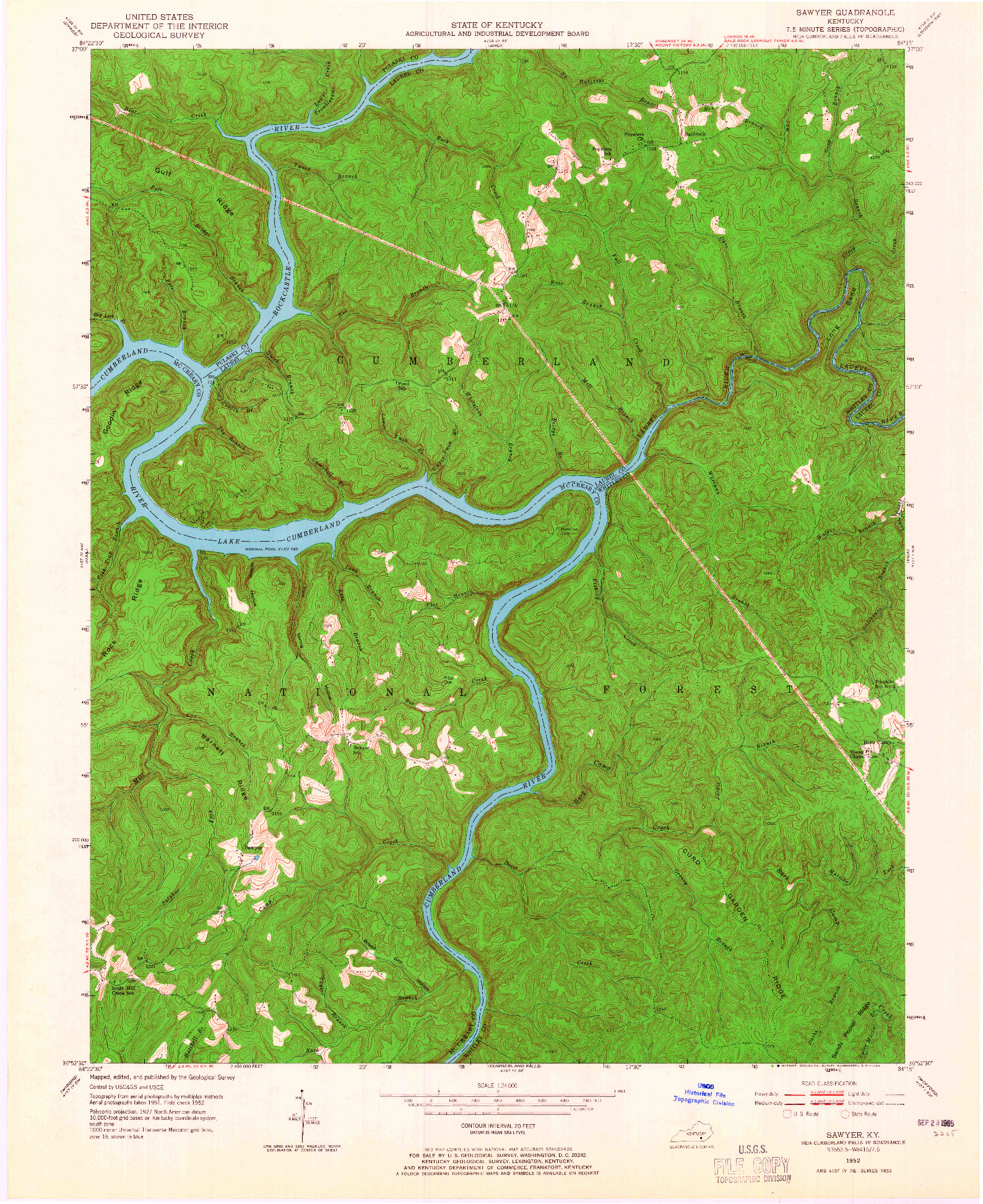 USGS 1:24000-SCALE QUADRANGLE FOR SAWYER, KY 1952