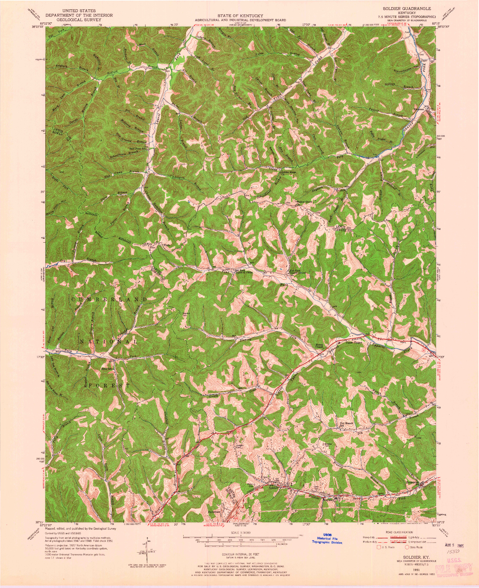 USGS 1:24000-SCALE QUADRANGLE FOR SOLDIER, KY 1951