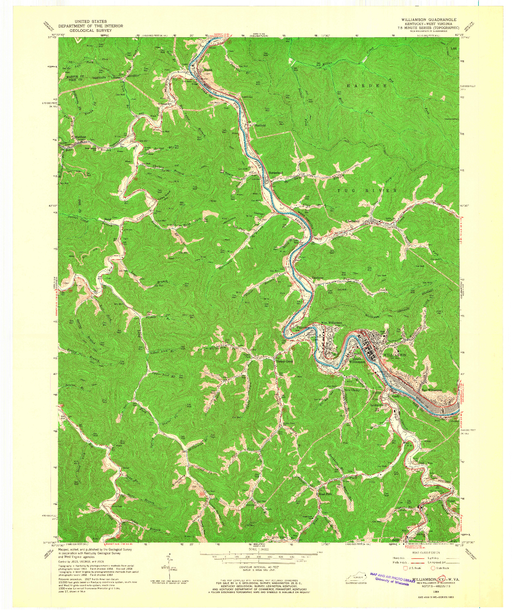 USGS 1:24000-SCALE QUADRANGLE FOR WILLIAMSON, KY 1964