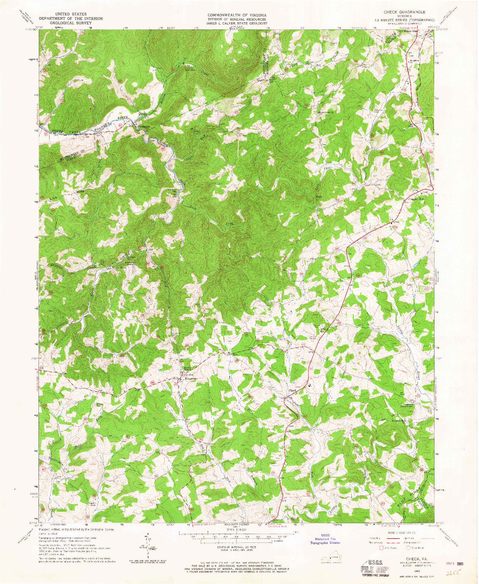 USGS 1:24000-SCALE QUADRANGLE FOR CHECK, VA 1963