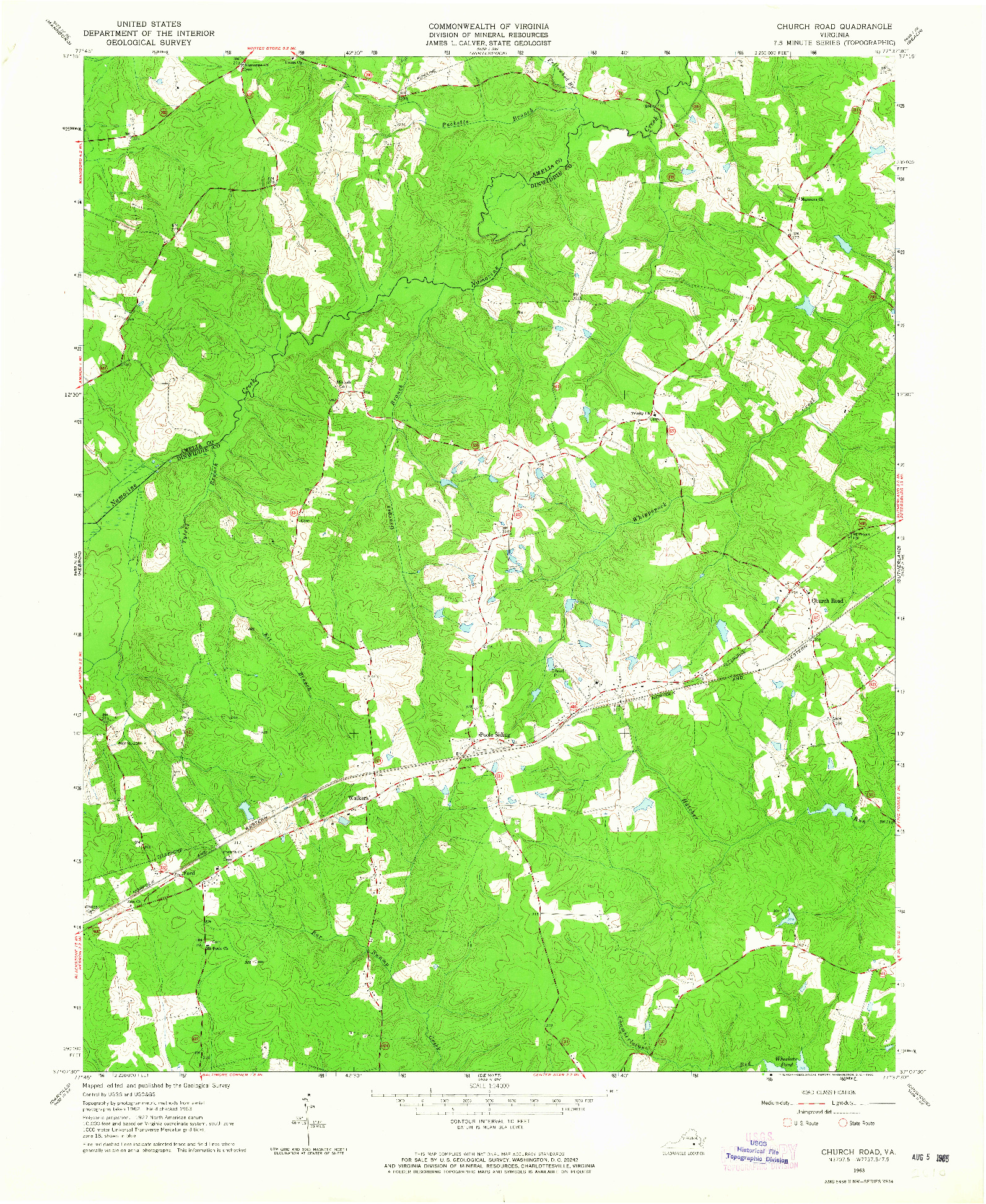 USGS 1:24000-SCALE QUADRANGLE FOR CHURCH ROAD, VA 1963