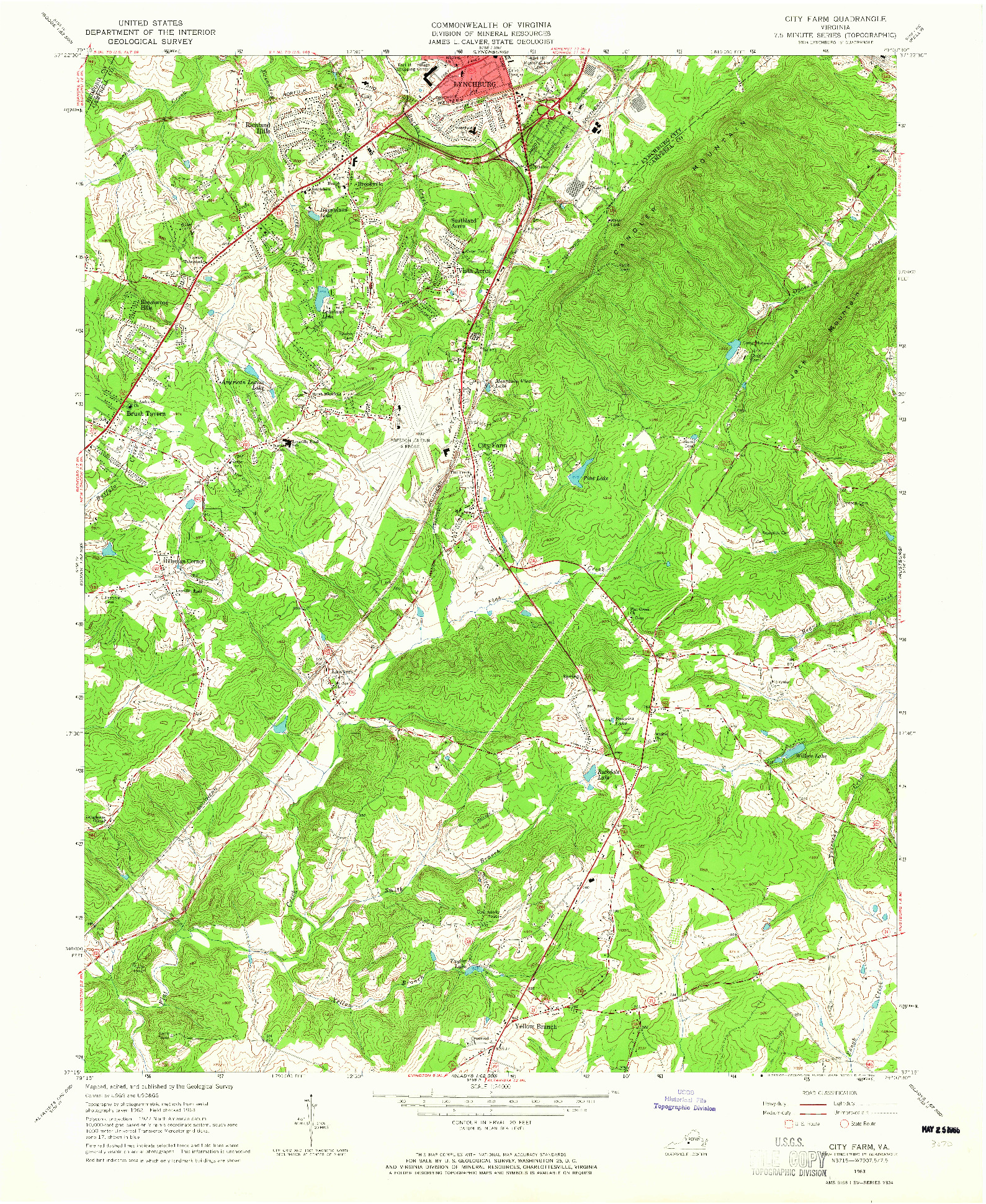 USGS 1:24000-SCALE QUADRANGLE FOR CITY FARM, VA 1963