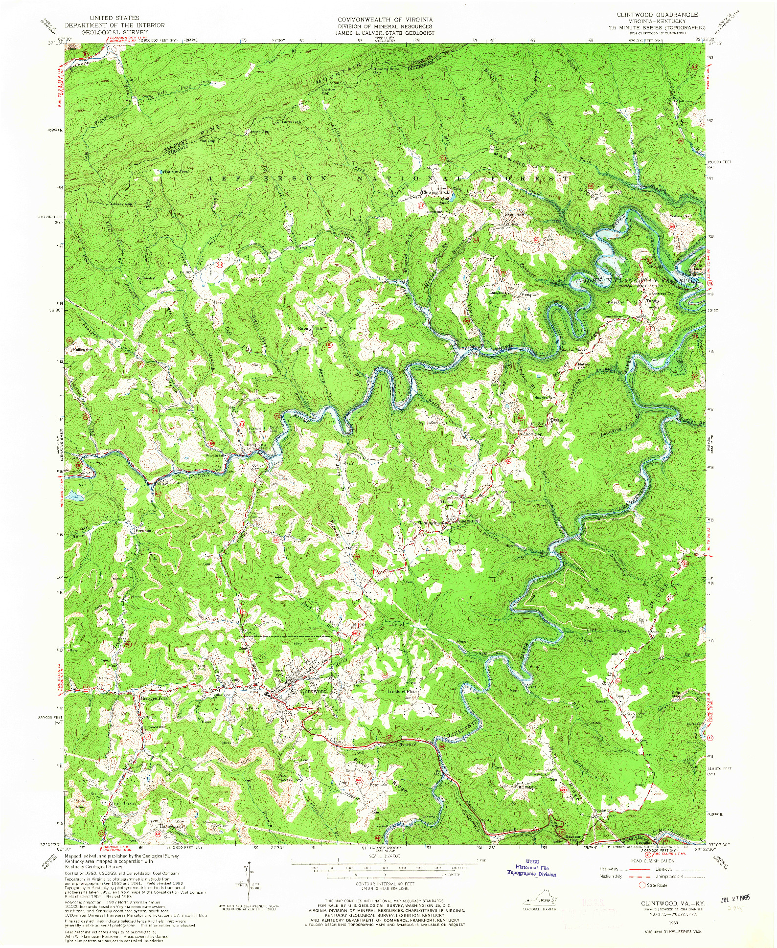 USGS 1:24000-SCALE QUADRANGLE FOR CLINTWOOD, VA 1963