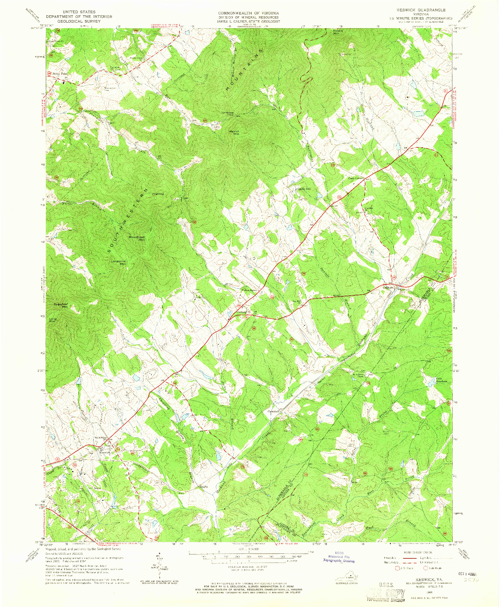 USGS 1:24000-SCALE QUADRANGLE FOR KESWICK, VA 1964