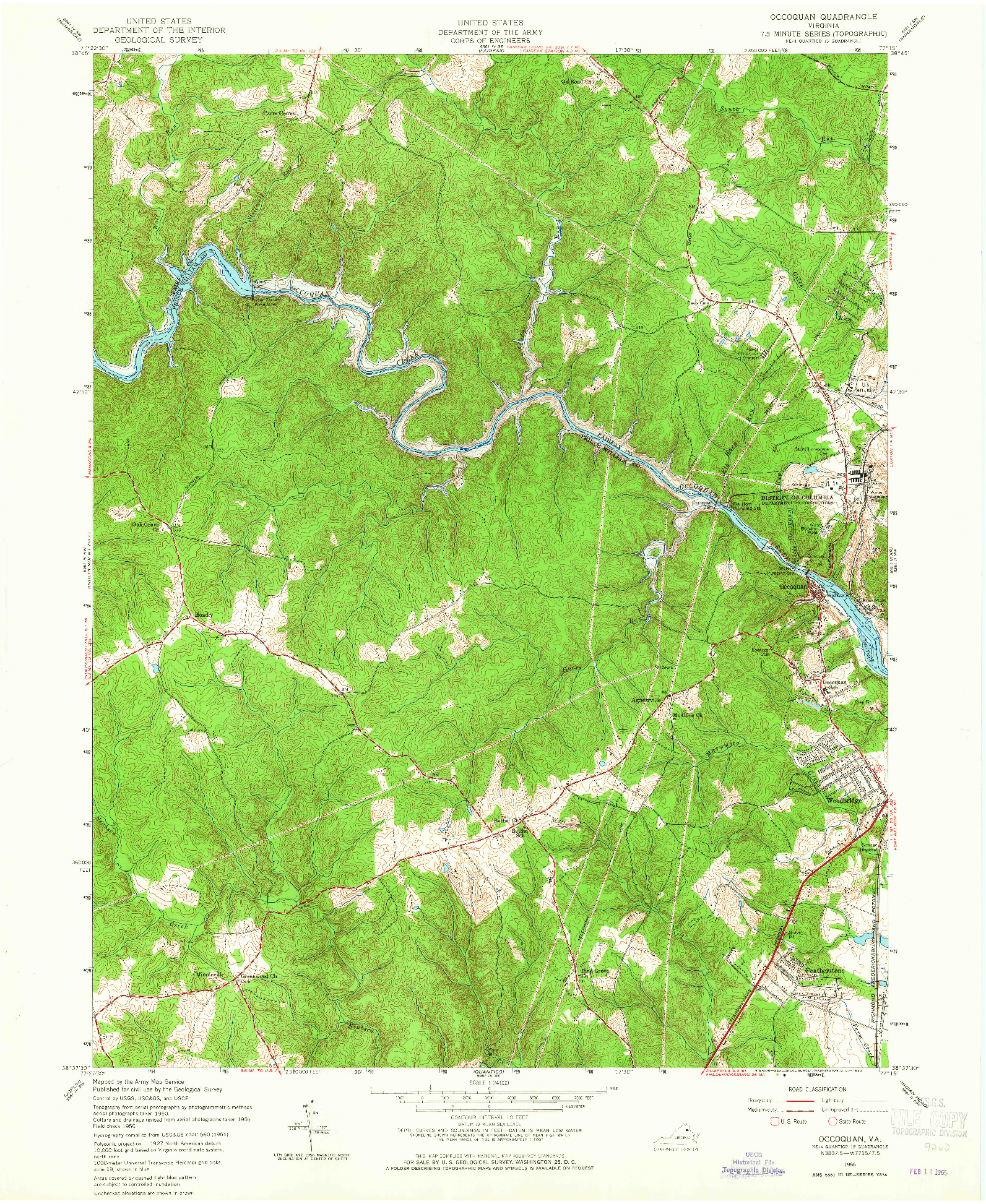 USGS 1:24000-SCALE QUADRANGLE FOR OCCOQUAN, VA 1956