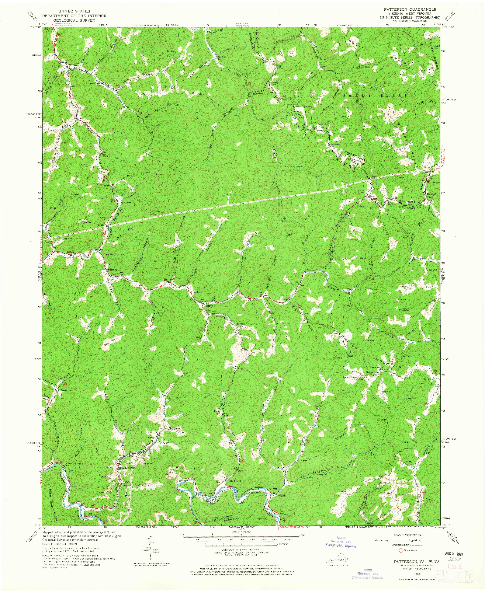 USGS 1:24000-SCALE QUADRANGLE FOR PATTERSON, VA 1964