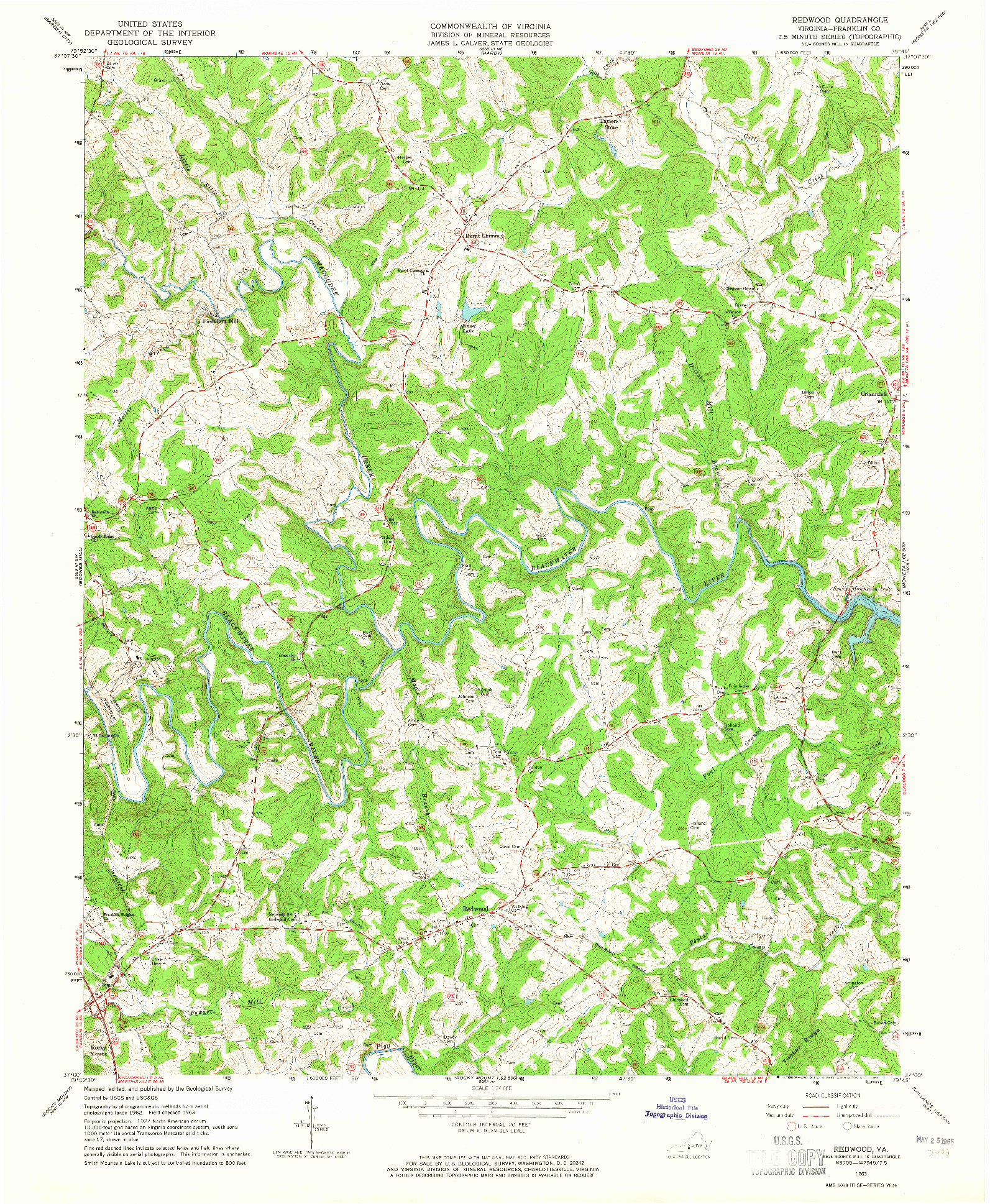 USGS 1:24000-SCALE QUADRANGLE FOR REDWOOD, VA 1963