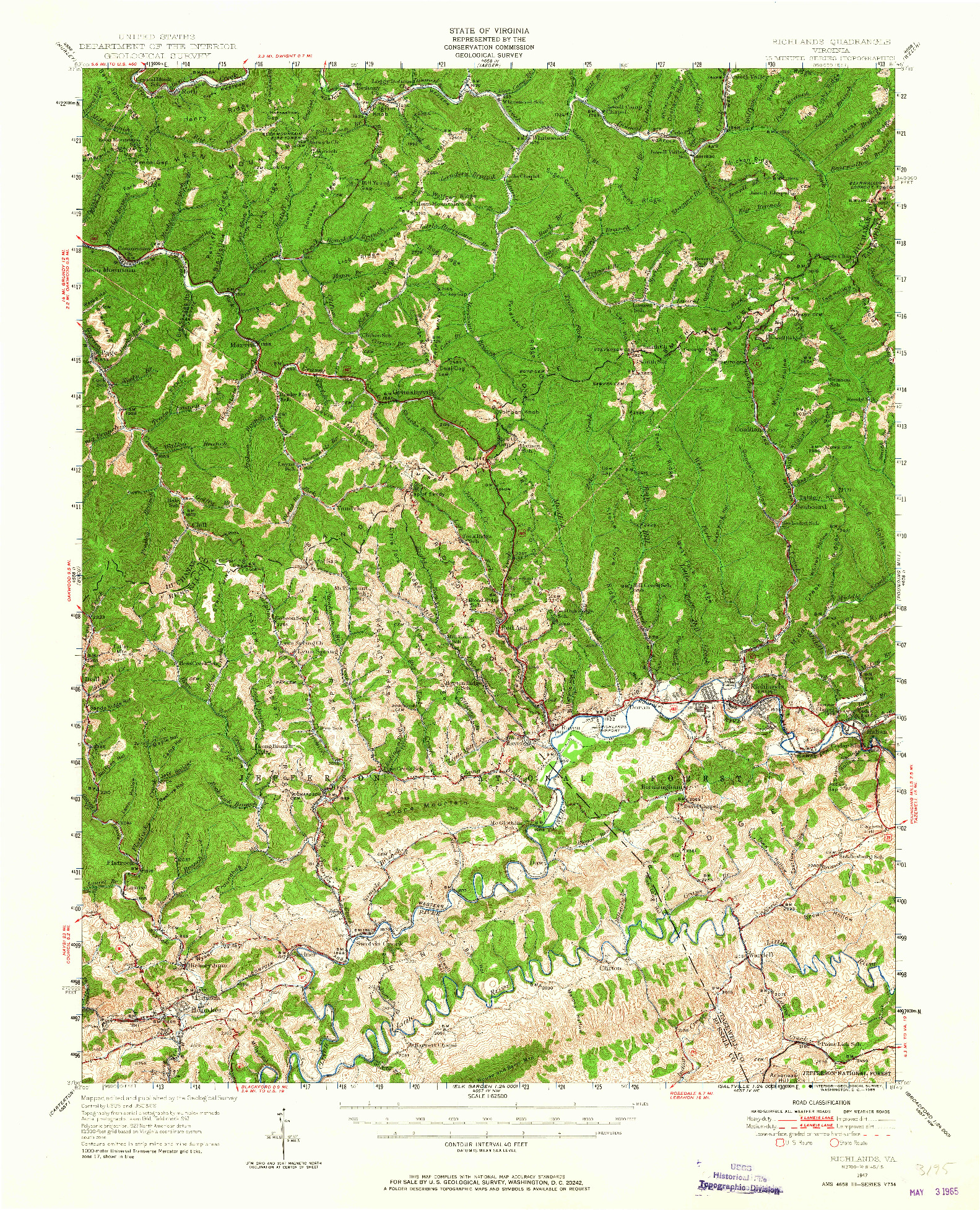 USGS 1:24000-SCALE QUADRANGLE FOR RICHLANDS, VA 1947