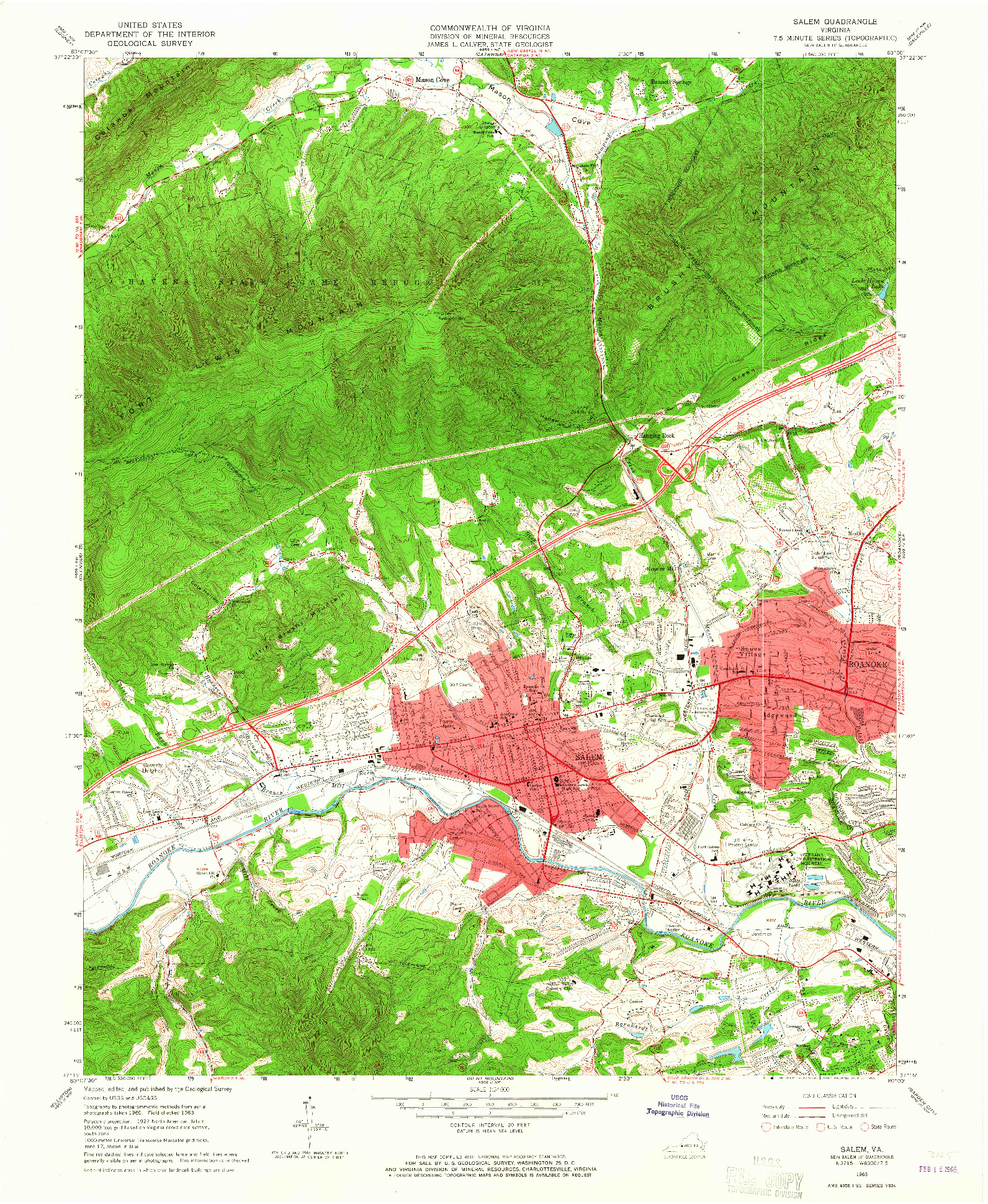 USGS 1:24000-SCALE QUADRANGLE FOR SALEM, VA 1963