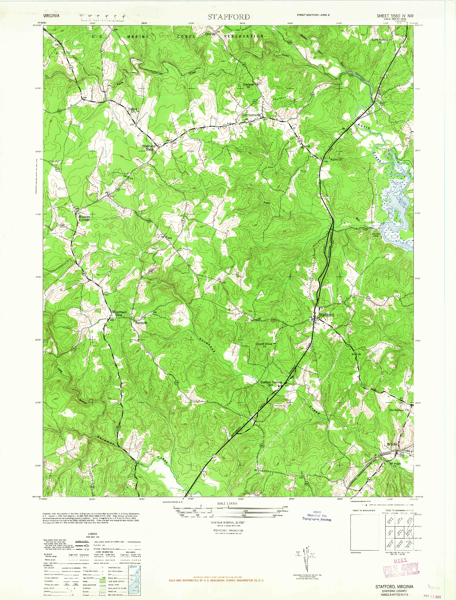 USGS 1:24000-SCALE QUADRANGLE FOR STAFFORD, VA 1965