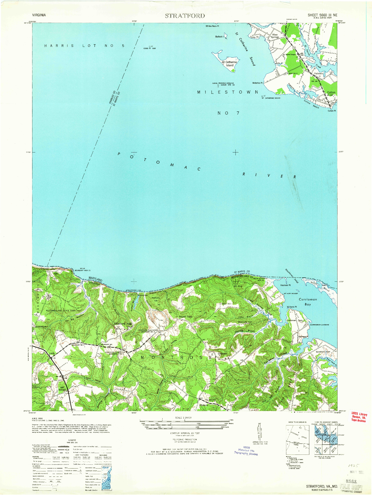 USGS 1:24000-SCALE QUADRANGLE FOR STRATFORD, VA 1965