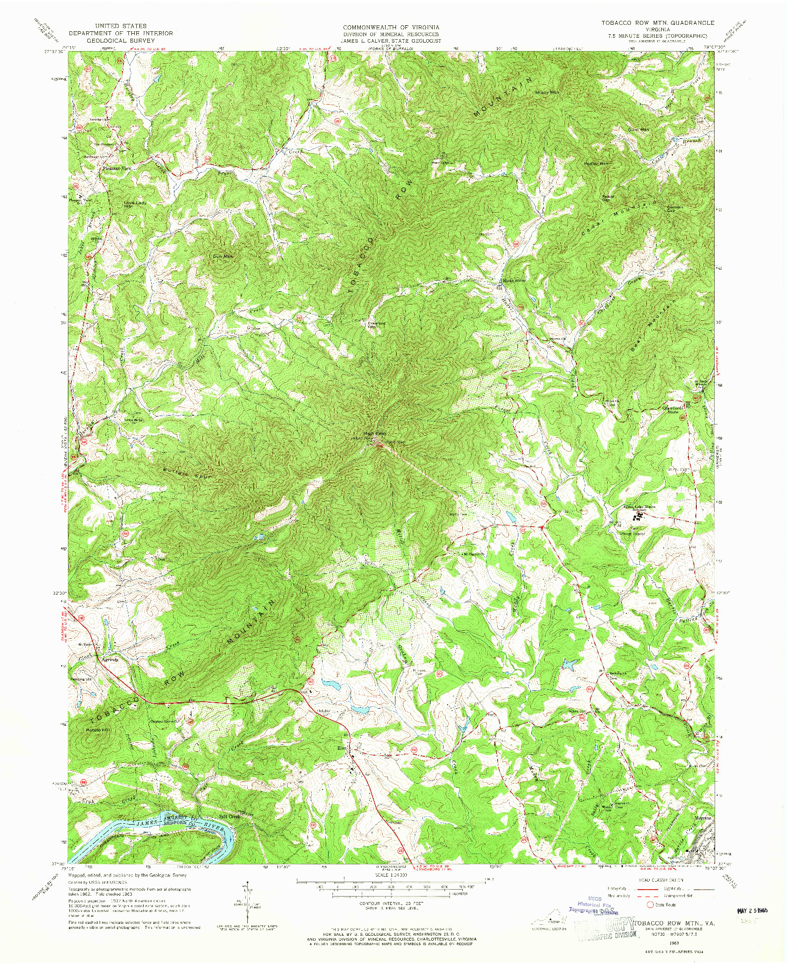 USGS 1:24000-SCALE QUADRANGLE FOR TOBACCO ROW MTN, VA 1963