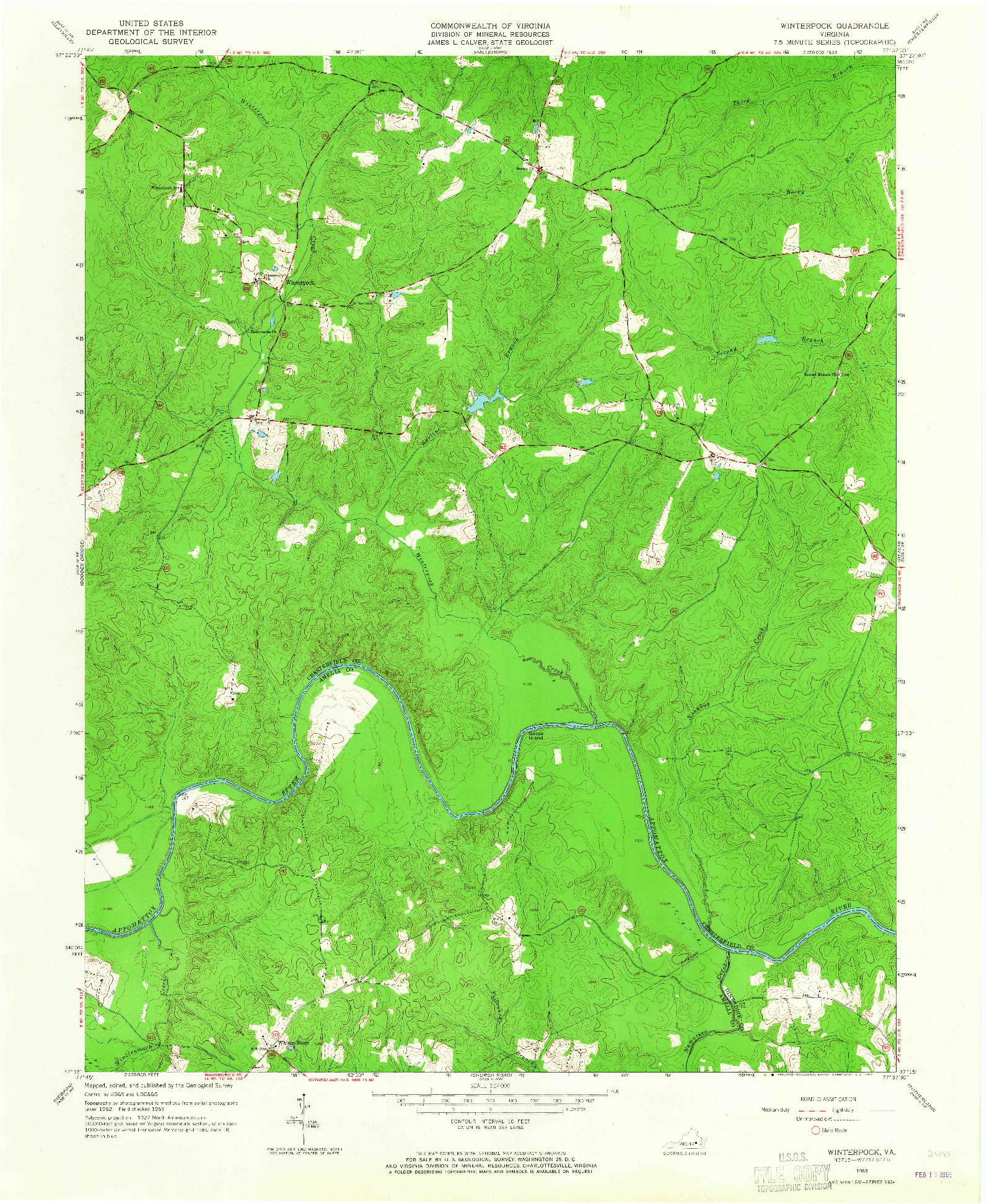 USGS 1:24000-SCALE QUADRANGLE FOR WINTERPOCK, VA 1963