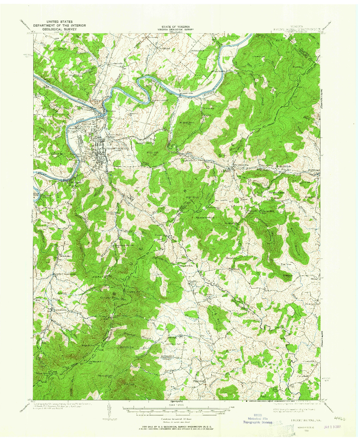 USGS 1:62500-SCALE QUADRANGLE FOR FRONT ROYAL, VA 1939