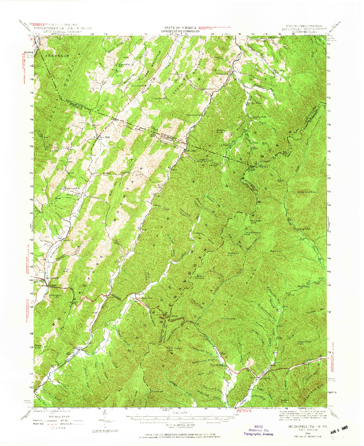 USGS 1:62500-SCALE QUADRANGLE FOR MC DOWELL, VA 1944