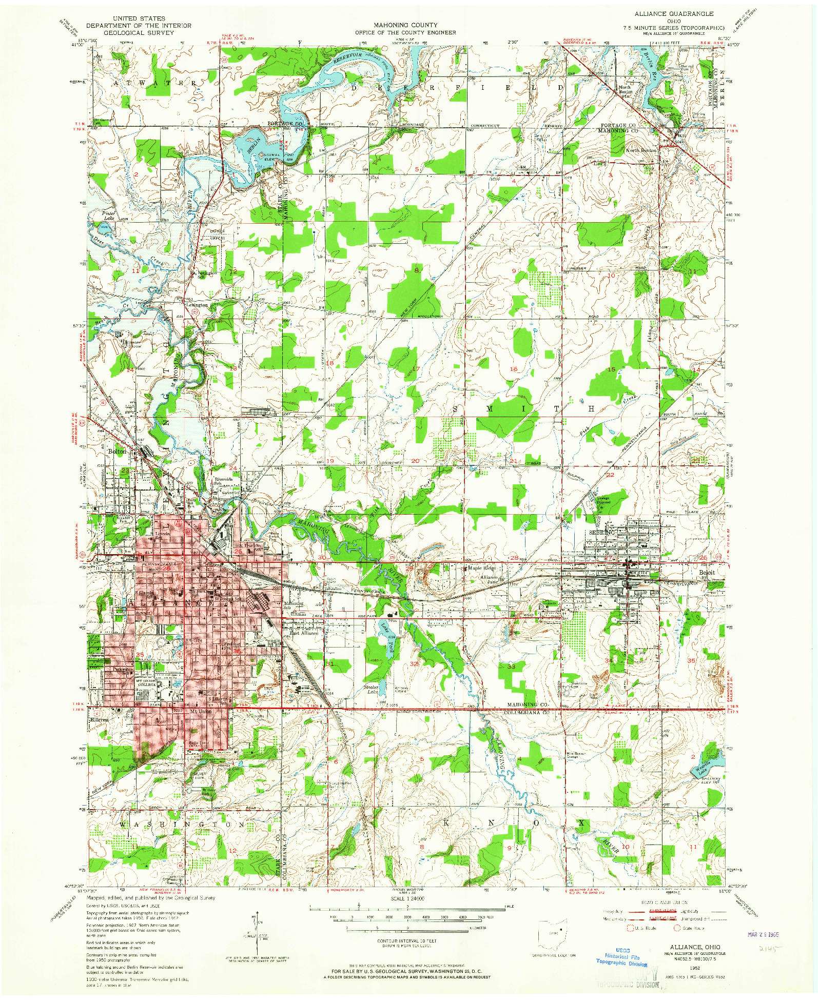 USGS 1:24000-SCALE QUADRANGLE FOR ALLIANCE, OH 1952