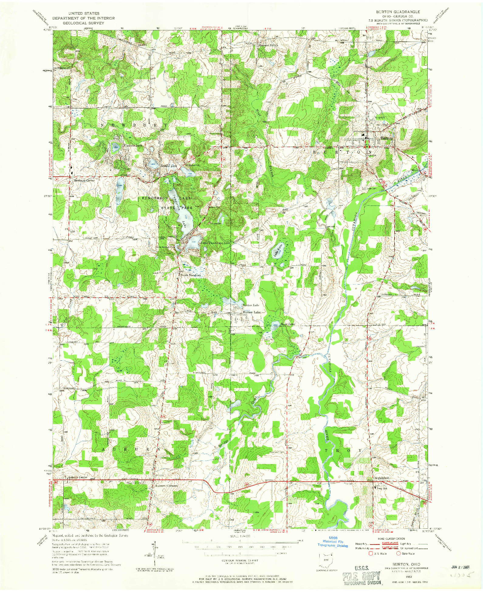 USGS 1:24000-SCALE QUADRANGLE FOR BURTON, OH 1953