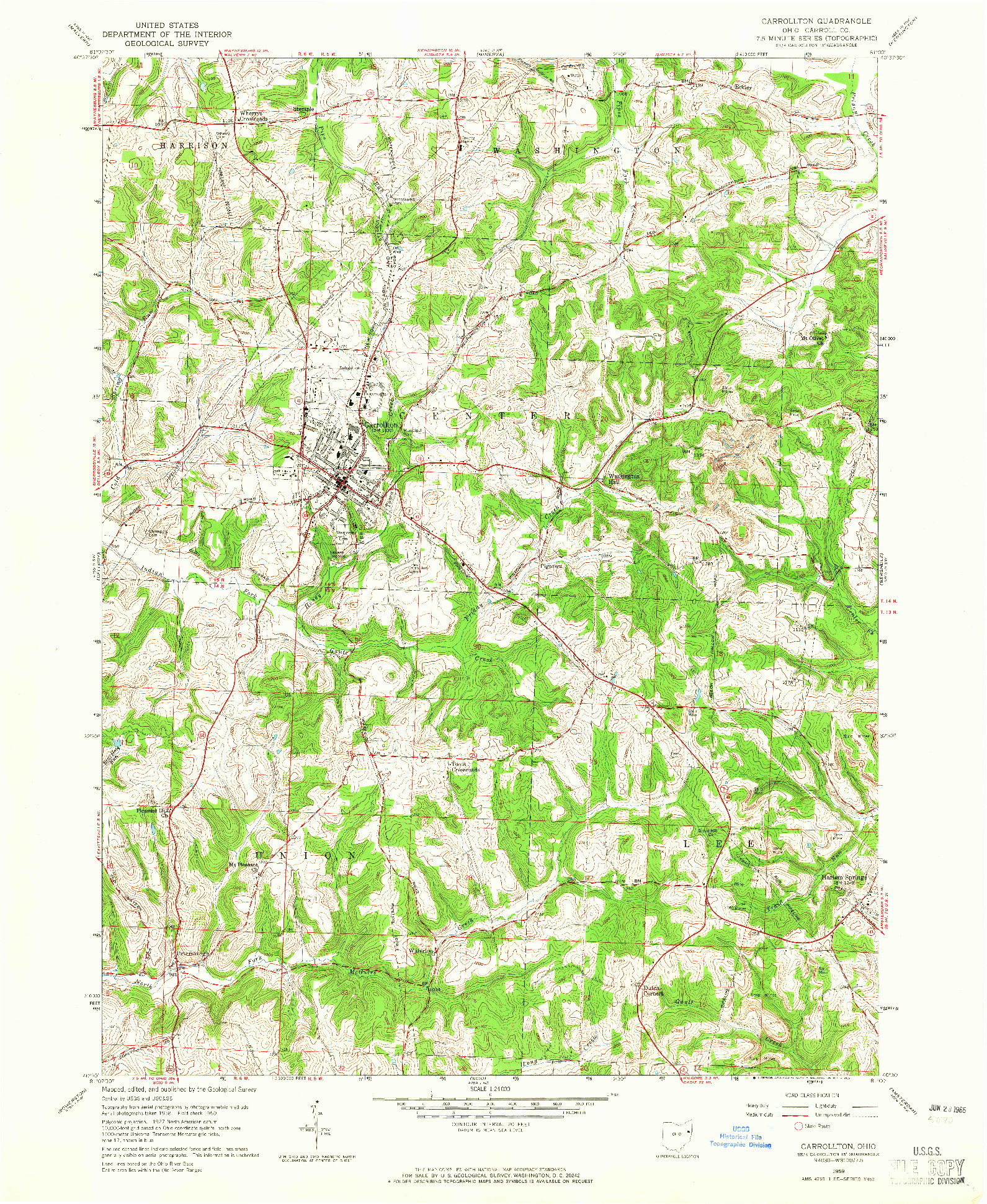 USGS 1:24000-SCALE QUADRANGLE FOR CARROLLTON, OH 1959