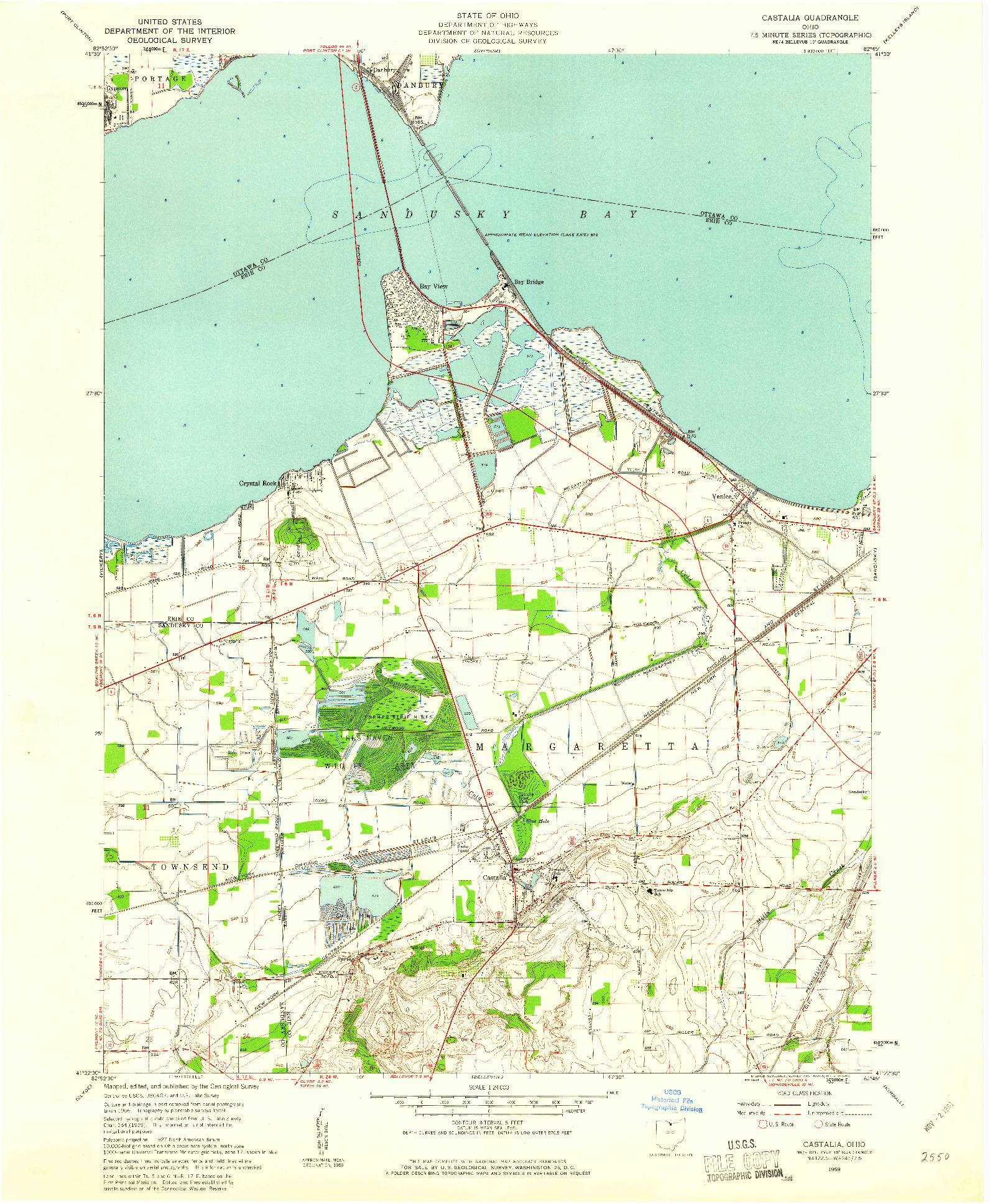 USGS 1:24000-SCALE QUADRANGLE FOR CASTALIA, OH 1959