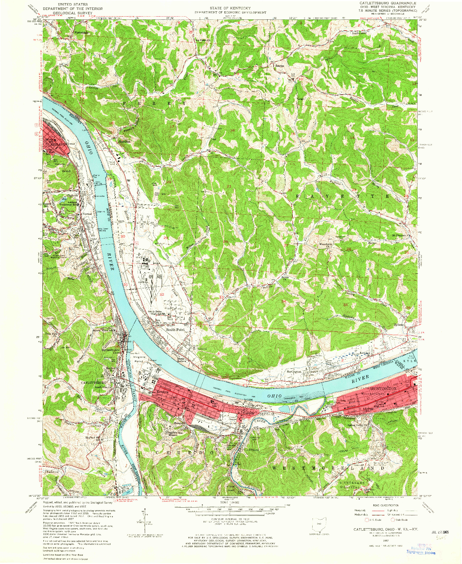 USGS 1:24000-SCALE QUADRANGLE FOR CATLETTSBURG, OH 1957