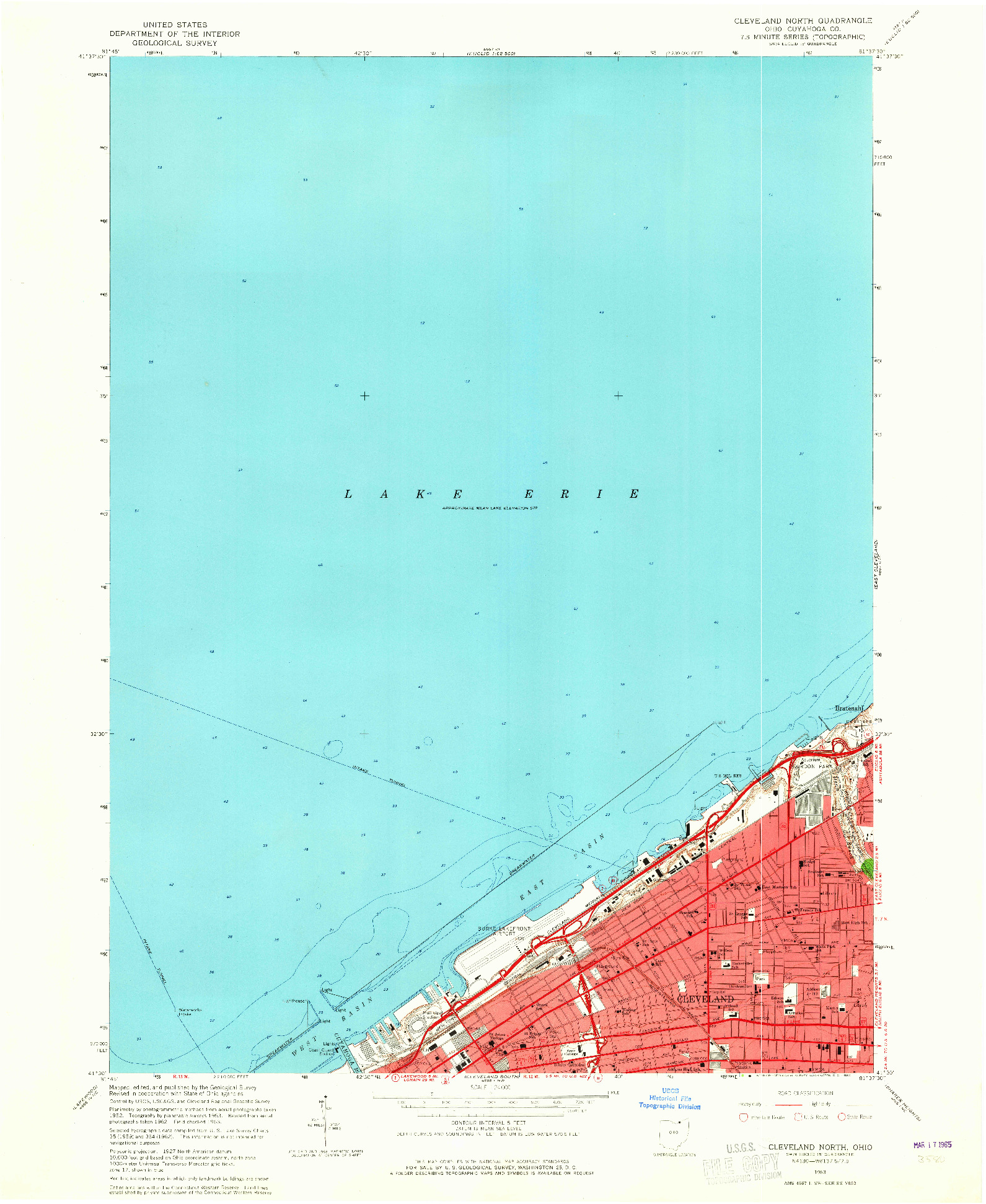 USGS 1:24000-SCALE QUADRANGLE FOR CLEVELAND NORTH, OH 1963