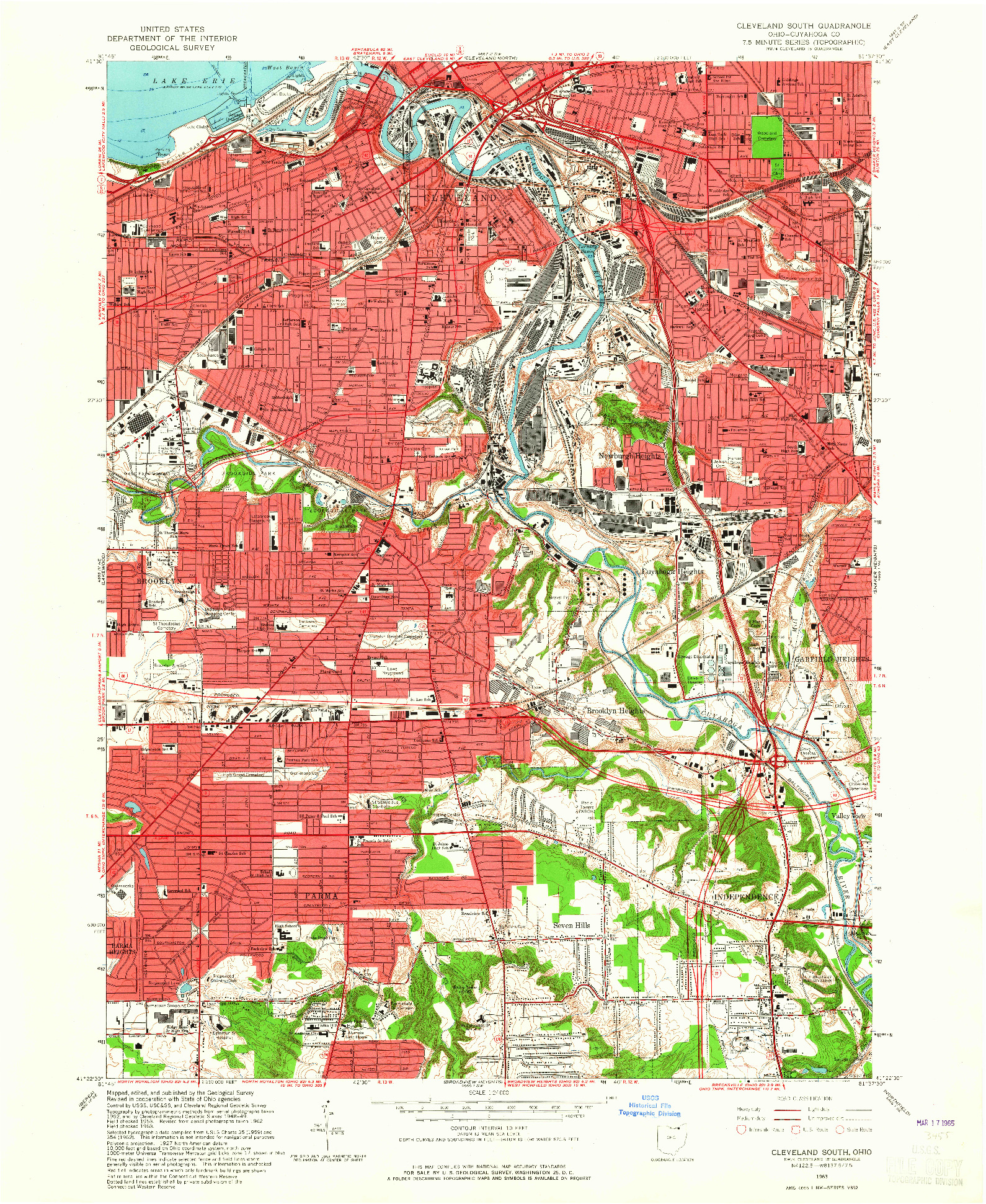 USGS 1:24000-SCALE QUADRANGLE FOR CLEVELAND SOUTH, OH 1963