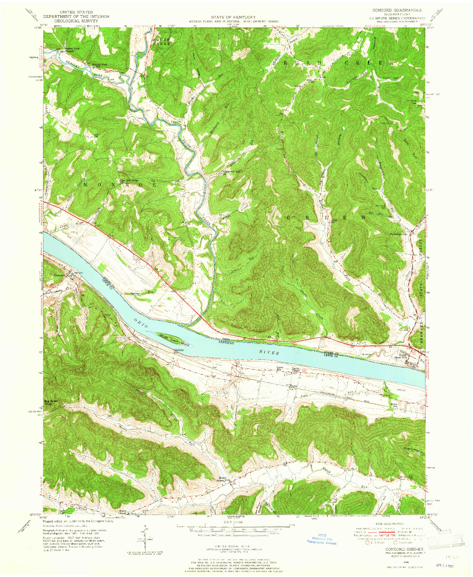 USGS 1:24000-SCALE QUADRANGLE FOR CONCORD, OH 1949