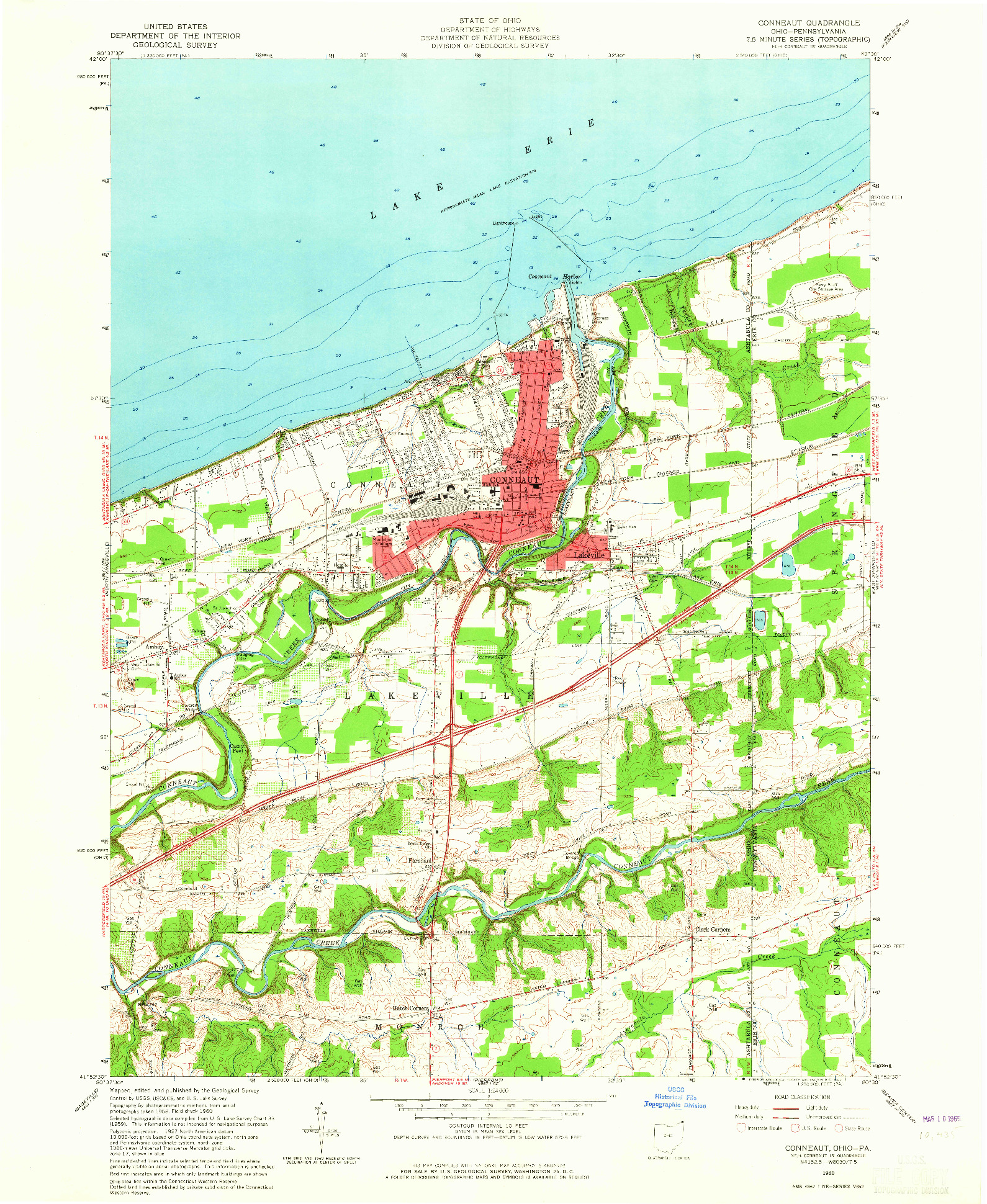 USGS 1:24000-SCALE QUADRANGLE FOR CONNEAUT, OH 1960