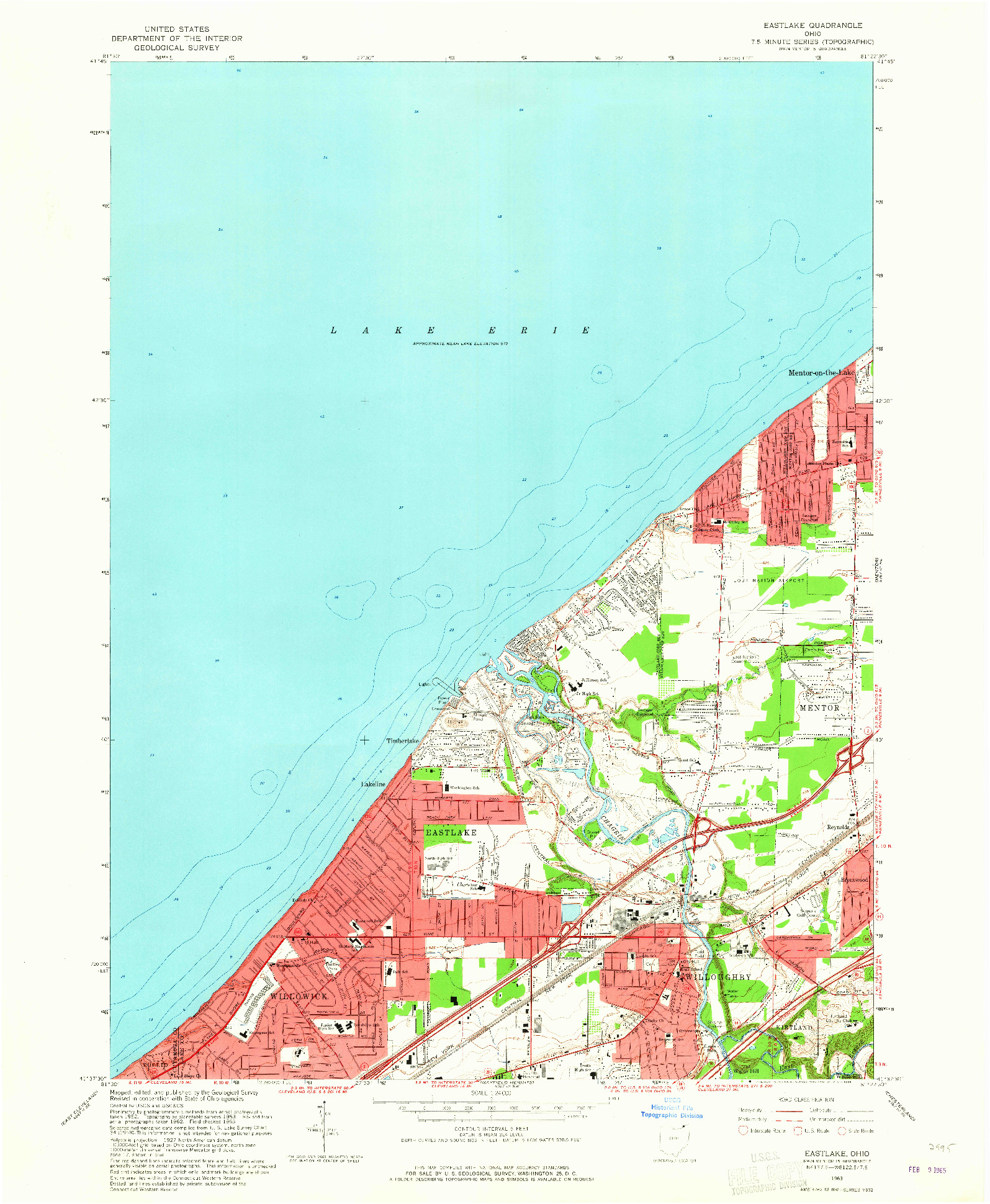 USGS 1:24000-SCALE QUADRANGLE FOR EASTLAKE, OH 1963