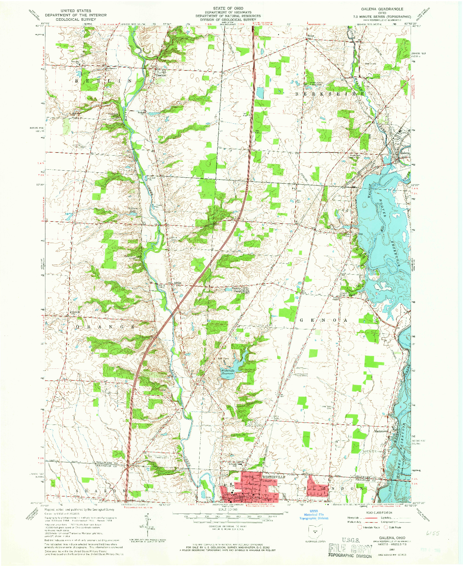 USGS 1:24000-SCALE QUADRANGLE FOR GALENA, OH 1964