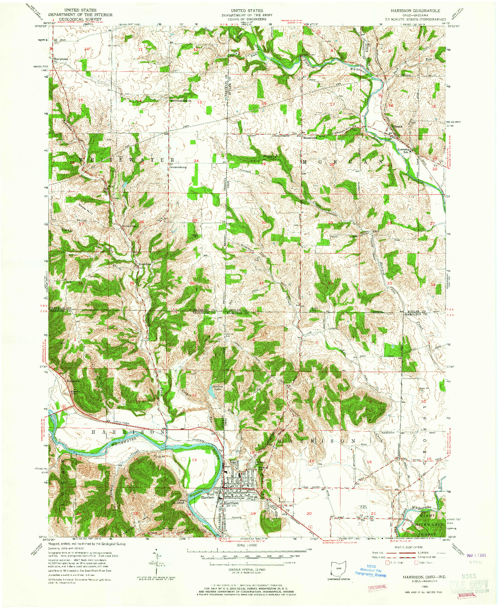 USGS 1:24000-SCALE QUADRANGLE FOR HARRISON, OH 1955