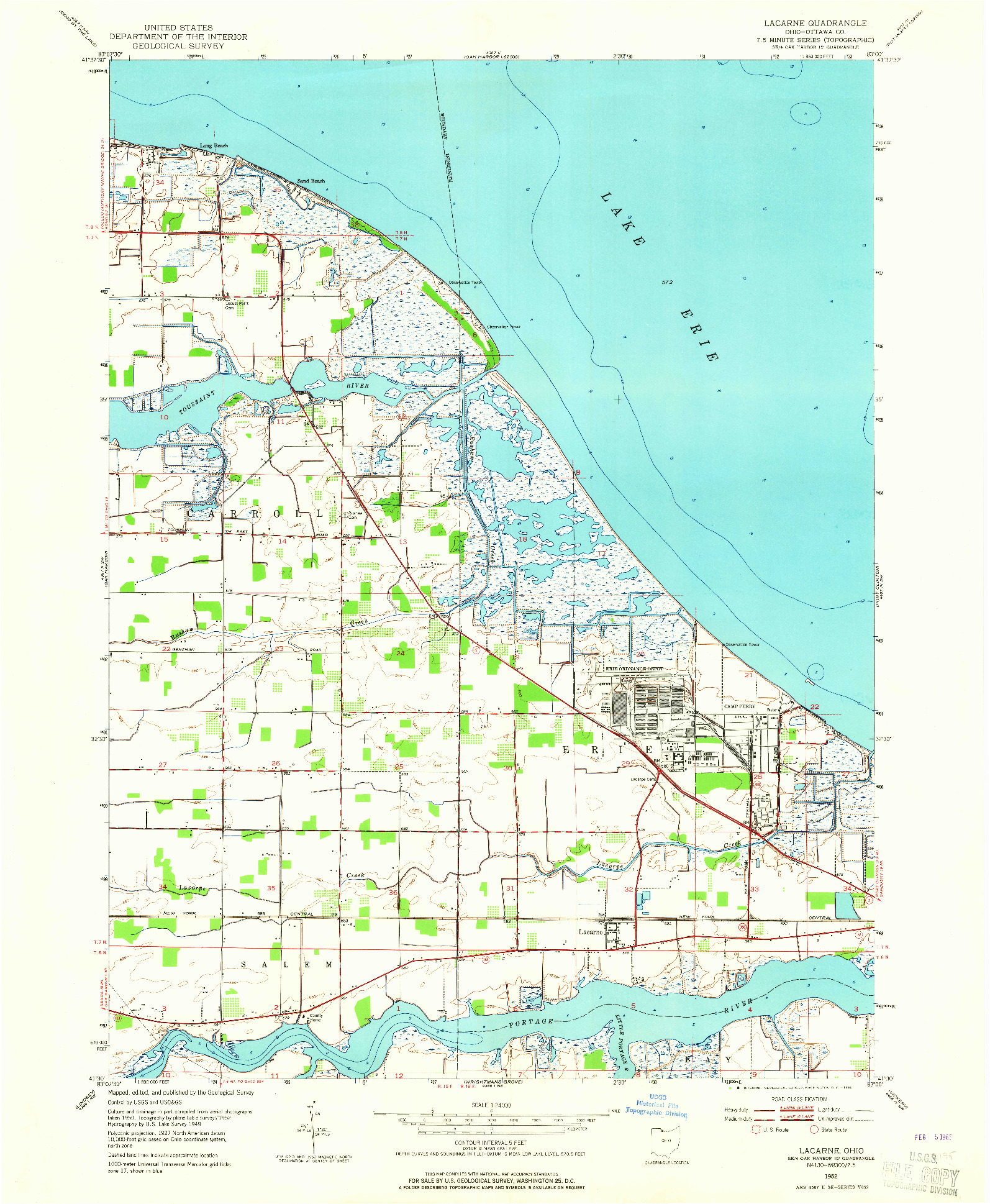 USGS 1:24000-SCALE QUADRANGLE FOR LACARNE, OH 1952