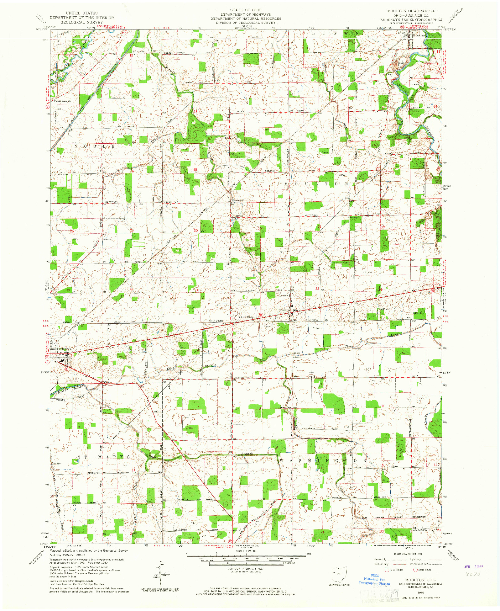 USGS 1:24000-SCALE QUADRANGLE FOR MOULTON, OH 1960