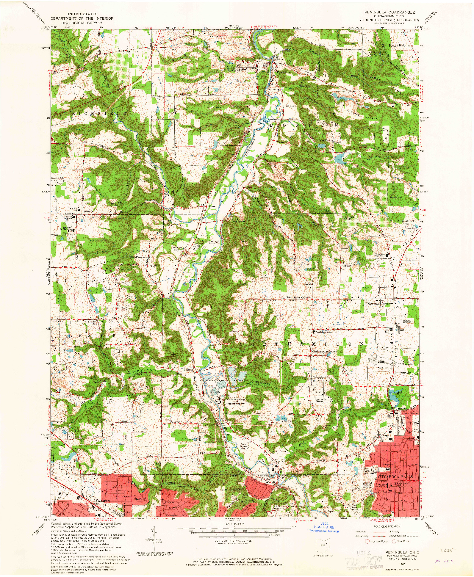 USGS 1:24000-SCALE QUADRANGLE FOR PENINSULA, OH 1963