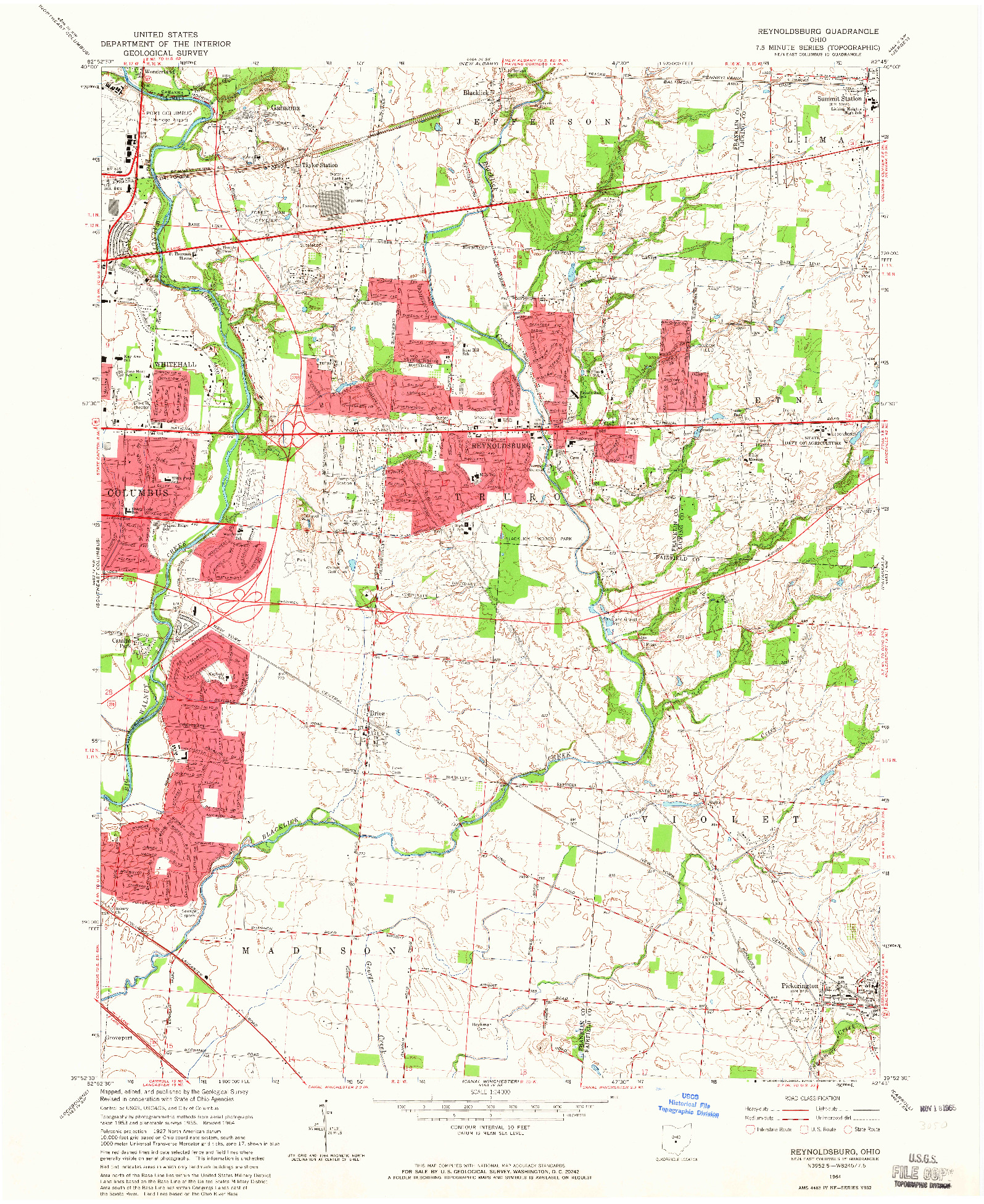 USGS 1:24000-SCALE QUADRANGLE FOR REYNOLDSBURG, OH 1964