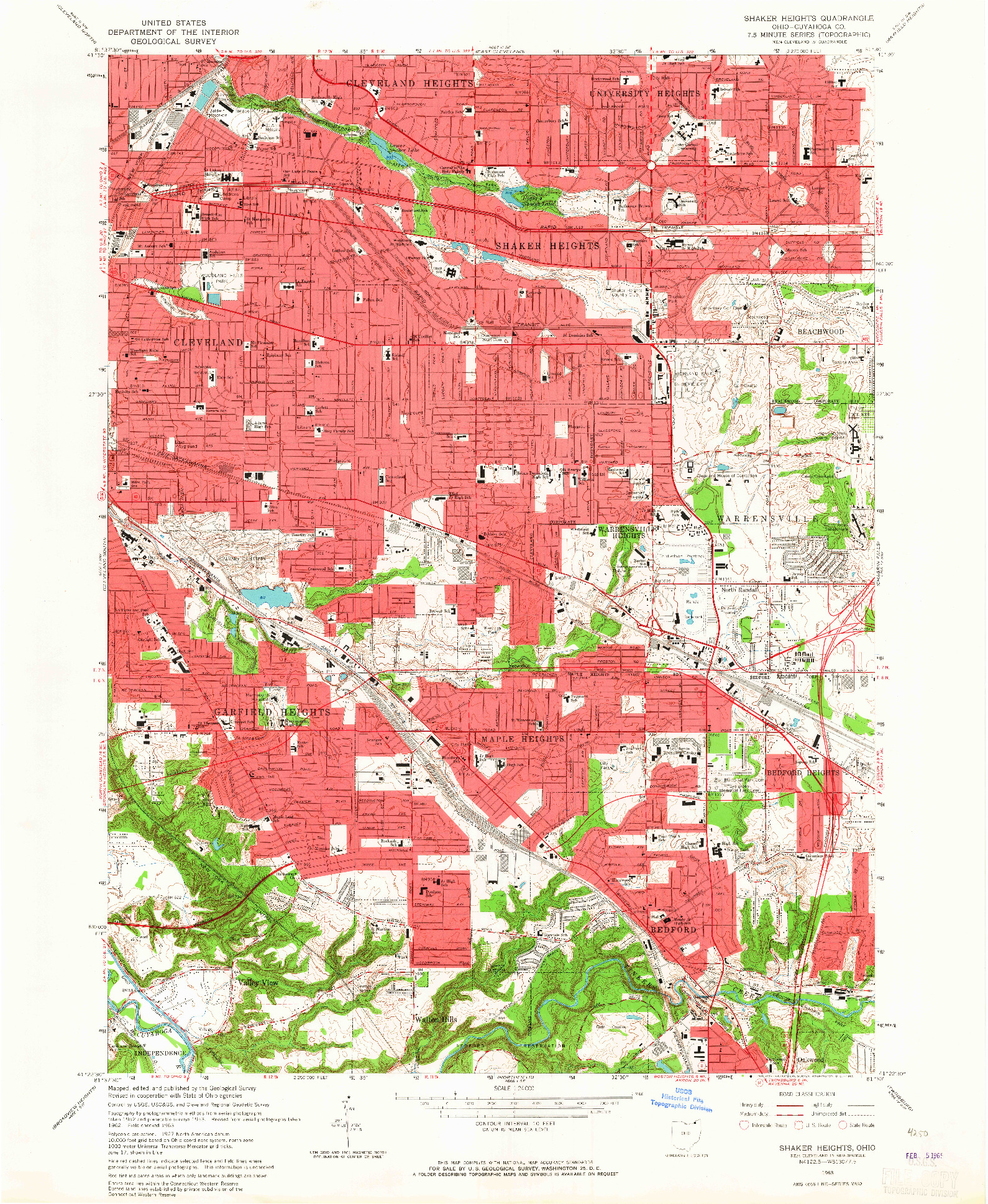 USGS 1:24000-SCALE QUADRANGLE FOR SHAKER HEIGHTS, OH 1963