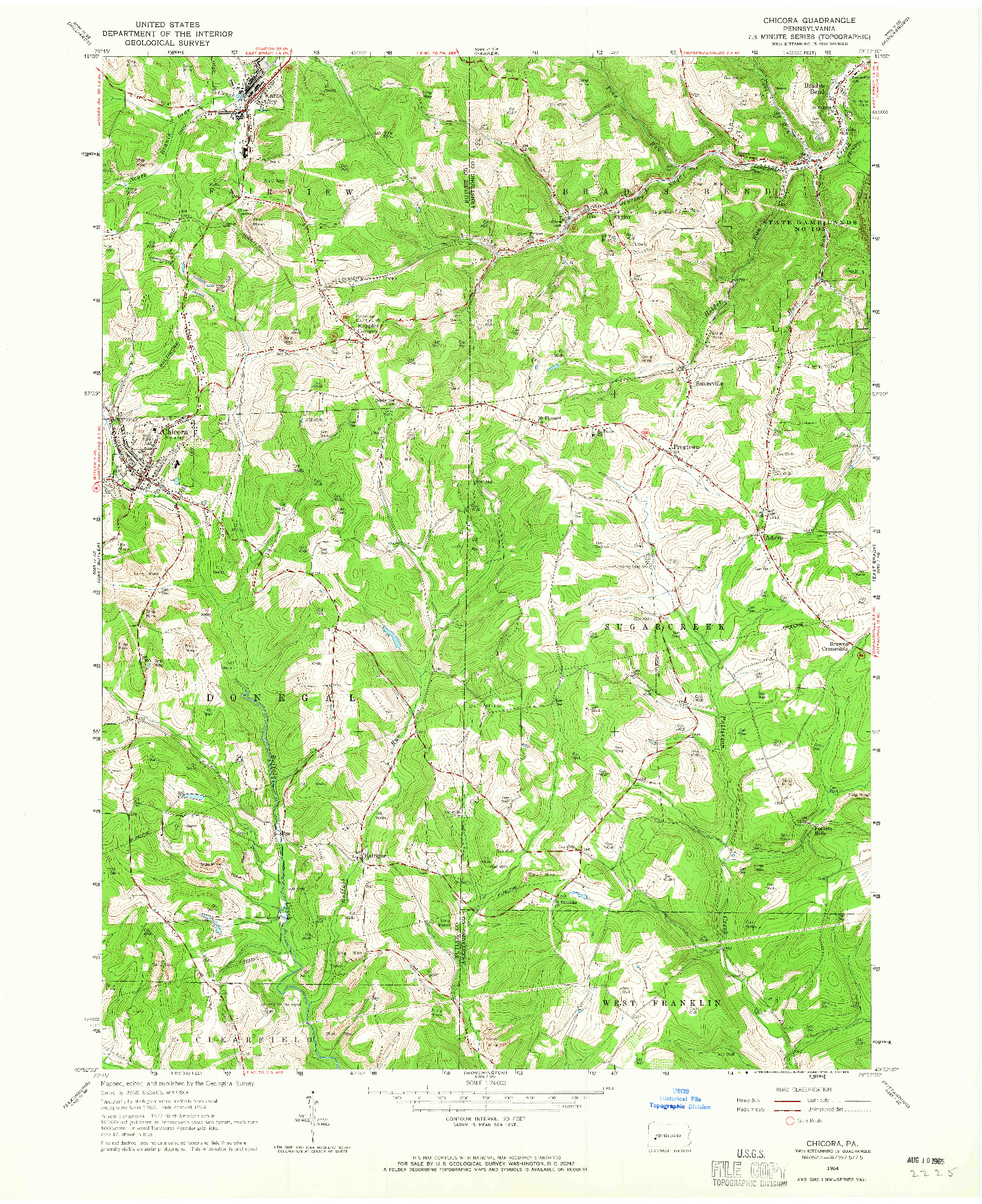 USGS 1:24000-SCALE QUADRANGLE FOR CHICORA, PA 1964