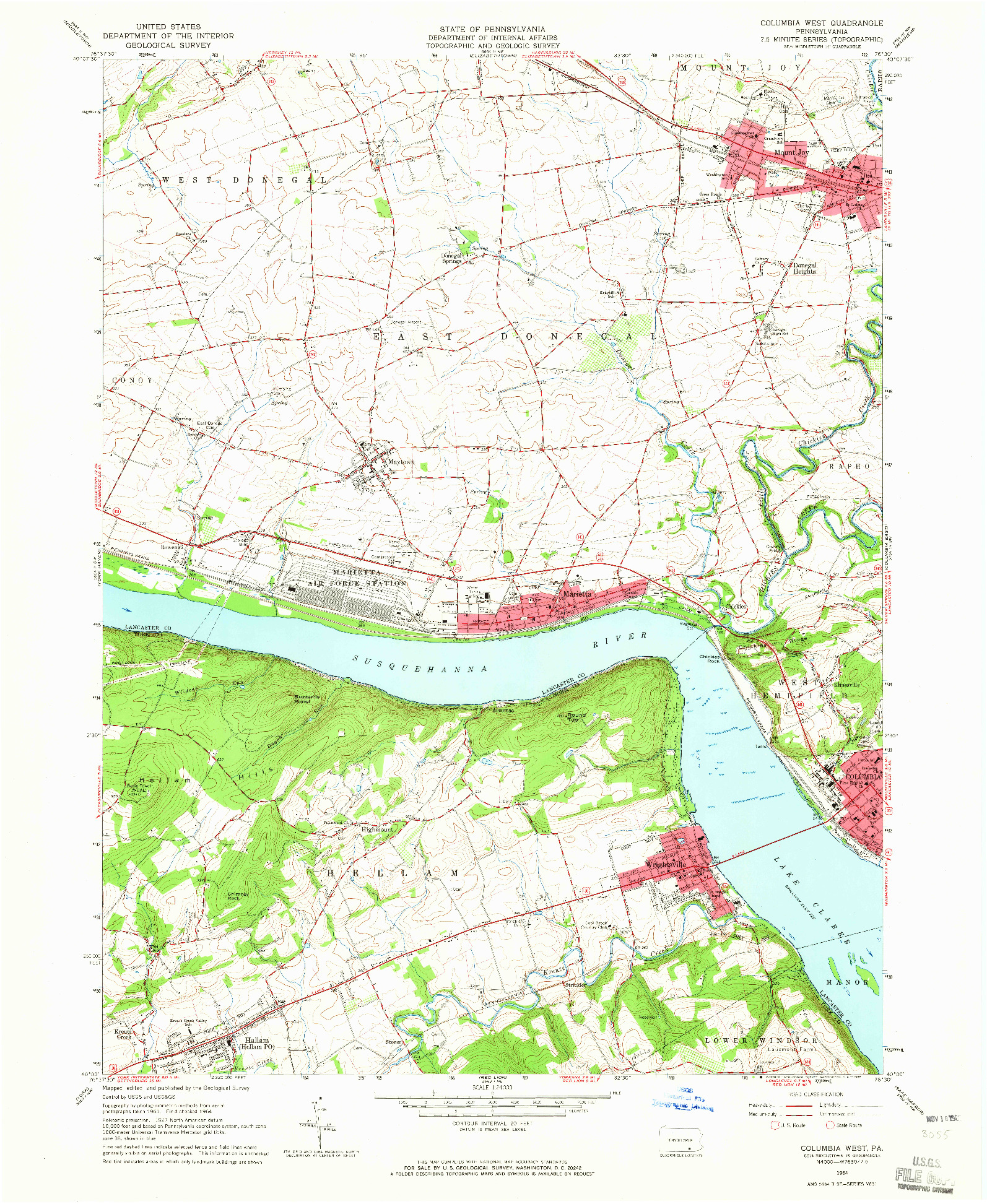 USGS 1:24000-SCALE QUADRANGLE FOR COLUMBIA WEST, PA 1964