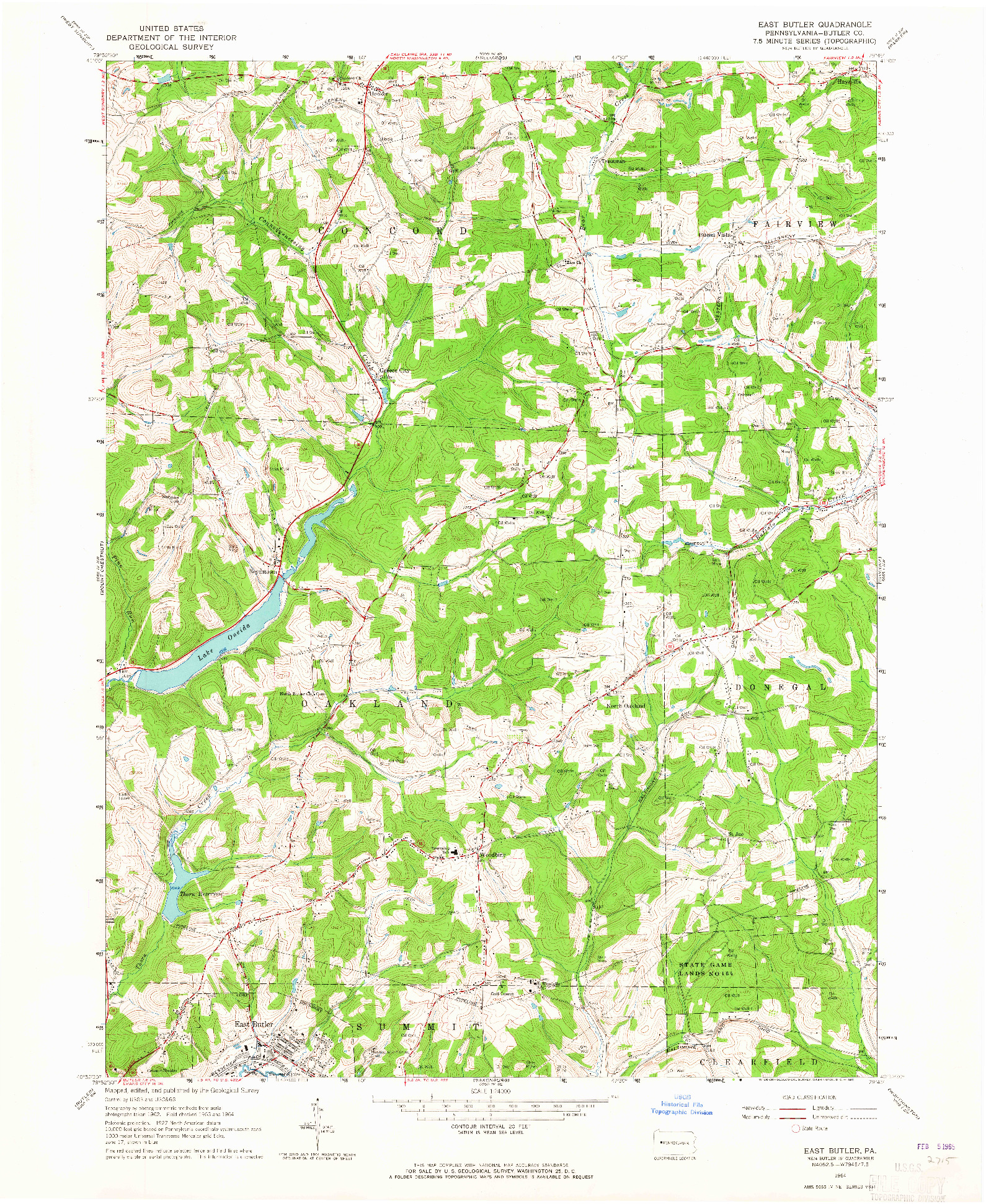 USGS 1:24000-SCALE QUADRANGLE FOR EAST BUTLER, PA 1964